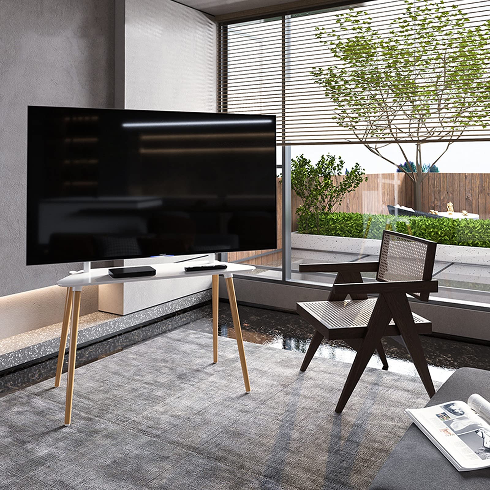 TV Stand Stand TAVELLO TV Piano da TAPPA di Piano da TAPPA di Pavimento con PORTALE REMOVABILE Piano Scaffale Angolo Stand Stand Stand Hanging Stand per TV a 60-75 Pollici Tele Tanne Fino a 88 libbre