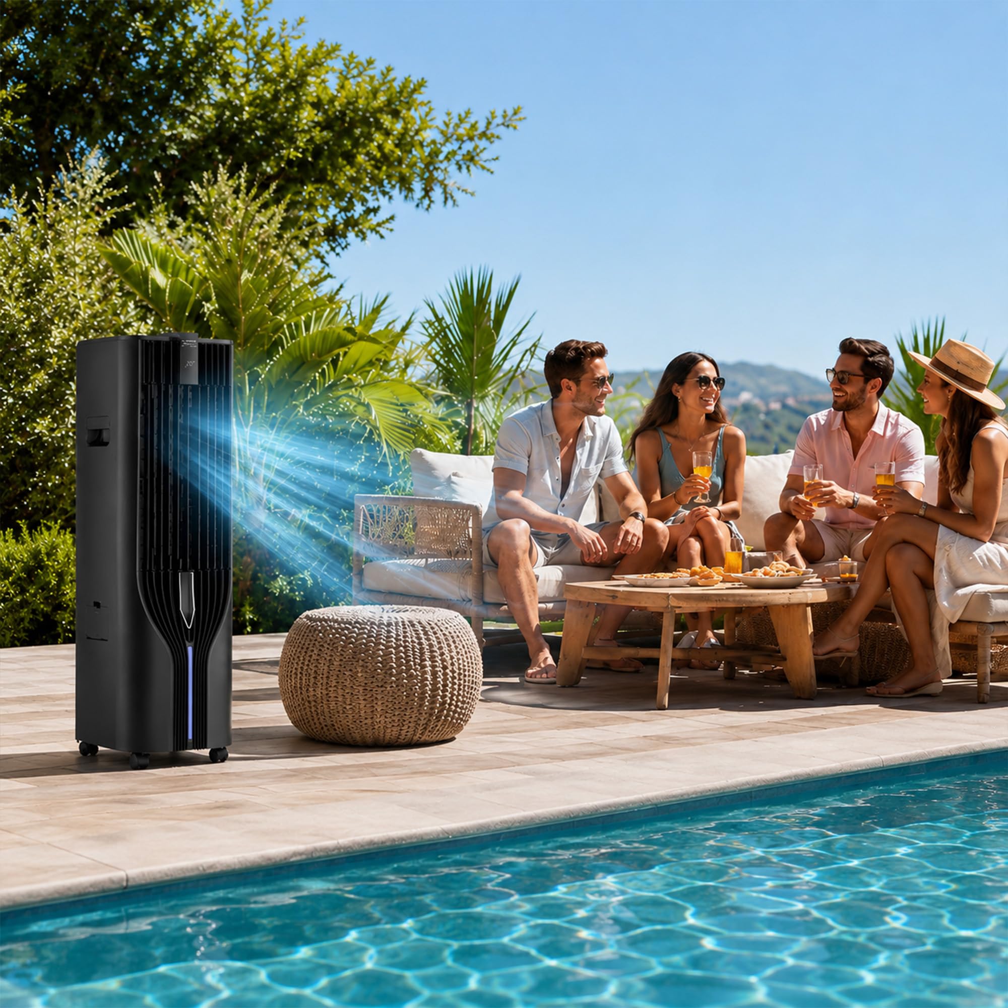 GARLAND COOL 850 Climatizador Evaporativo Portátil | 70W, Depósito 17L, 800 m³/h, Silencioso, Bajo Consumo, con Batería