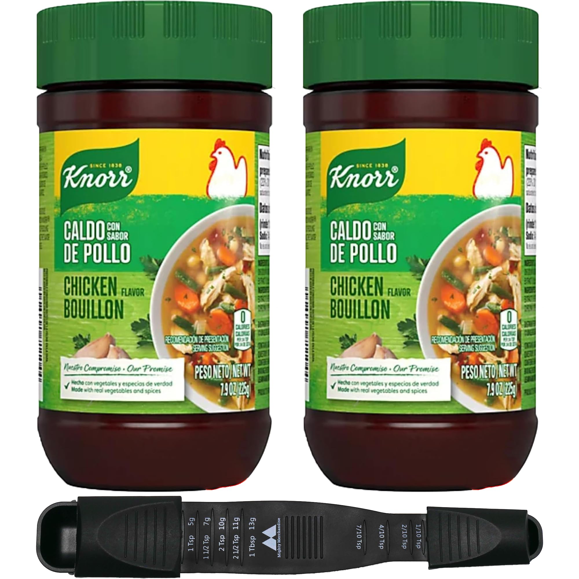 Mighty MerchandiseBundle - Granulated Chicken Bouillon - 7.9 oz (Pack of 2) - With Mighty Merchandise Measuring Spoon