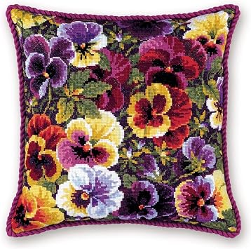 RIOLIS - Royal Pansies 1999, Cross Stitch Kits 1534" x 1534", Cross Stitch Kits for Beginners & Advanced, Crossstitching Kit Adult, Embroidery Counted Stitching Kit