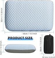 Vista 2 de Travel and Camping Pillow- Compressible Medium Firm Memory Foam Pillow with Carry Bag for Backpacking & Airplane, Lumbar Support. Breathable Cooling