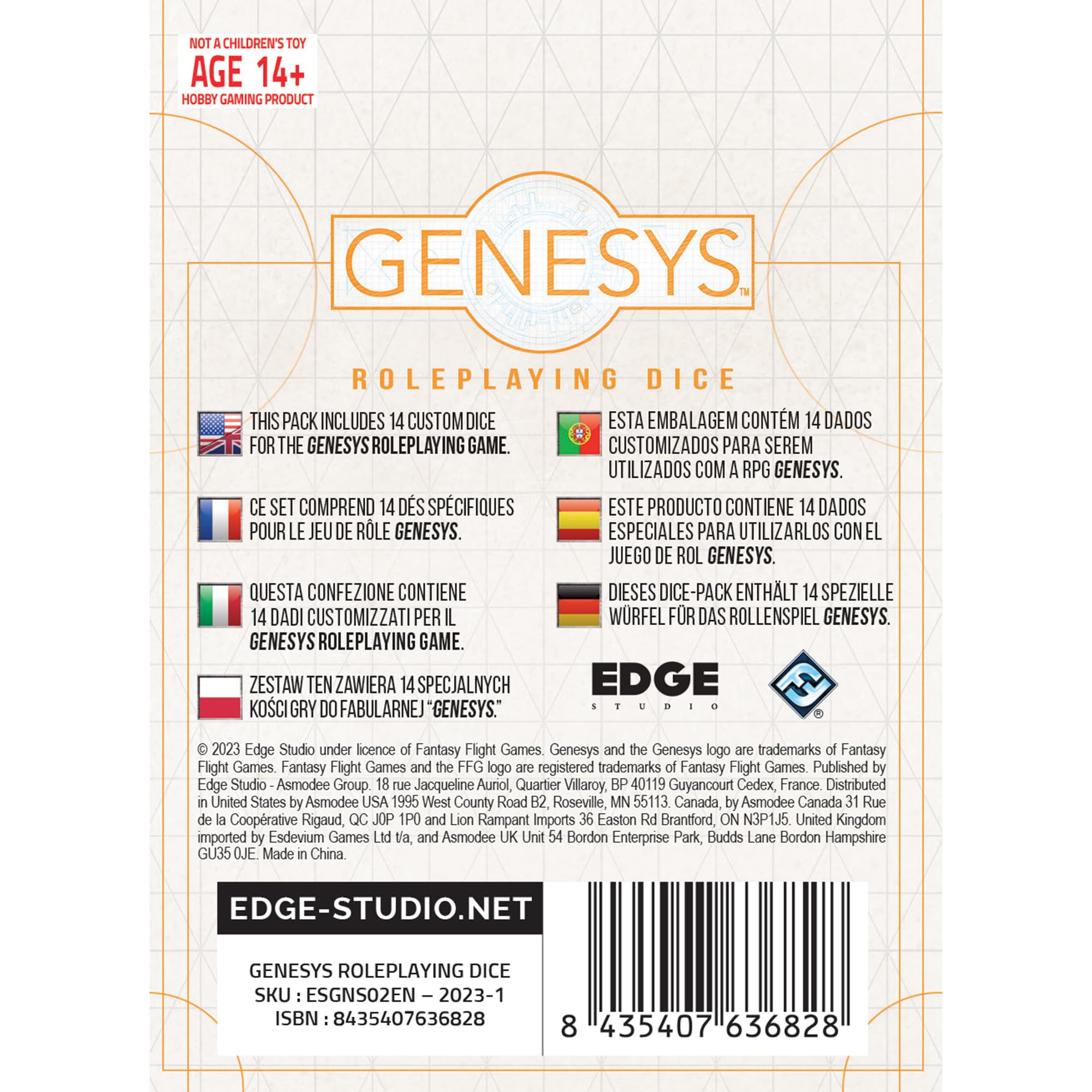 Edge, Genesys RPG: Zestaw kości do odgrywania ról, RPG wielokolorowy