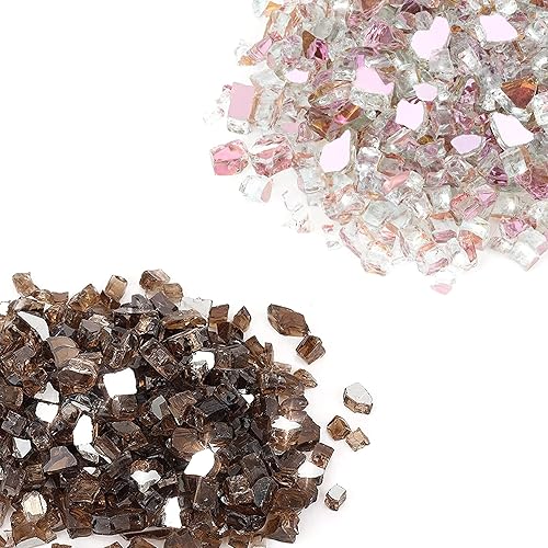 Skyflame Vidrio de fuego de alto brillo de 20 libras para paisajismo de chimeneas, cobre reflectante de 12 pulgada y reflectante de oro rosa