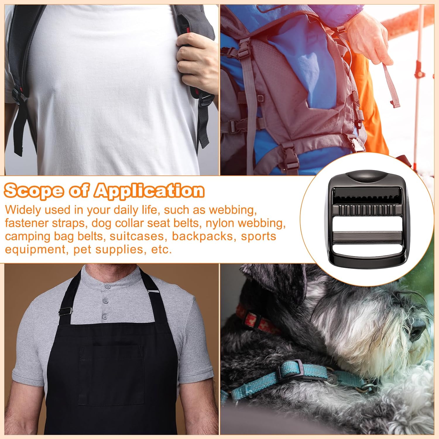 uxcell Metal Ladder Lock Slider, 5Pcs Zinc Alloy Buckle Adjuster Webbing Strap Release Buckles for Backpack Strap Replacement - Image 7