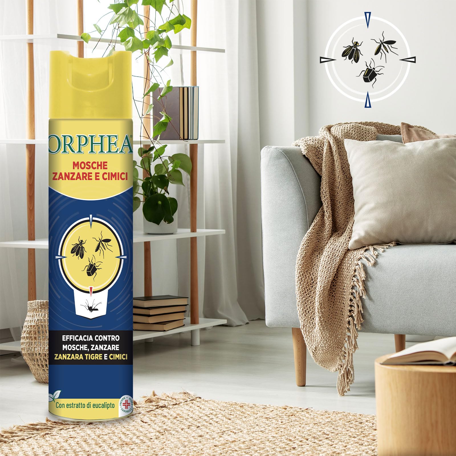 Orphea Spray contro Mosche, Zanzare e Cimici, Con Estratto di Eucalipto - 400 ml