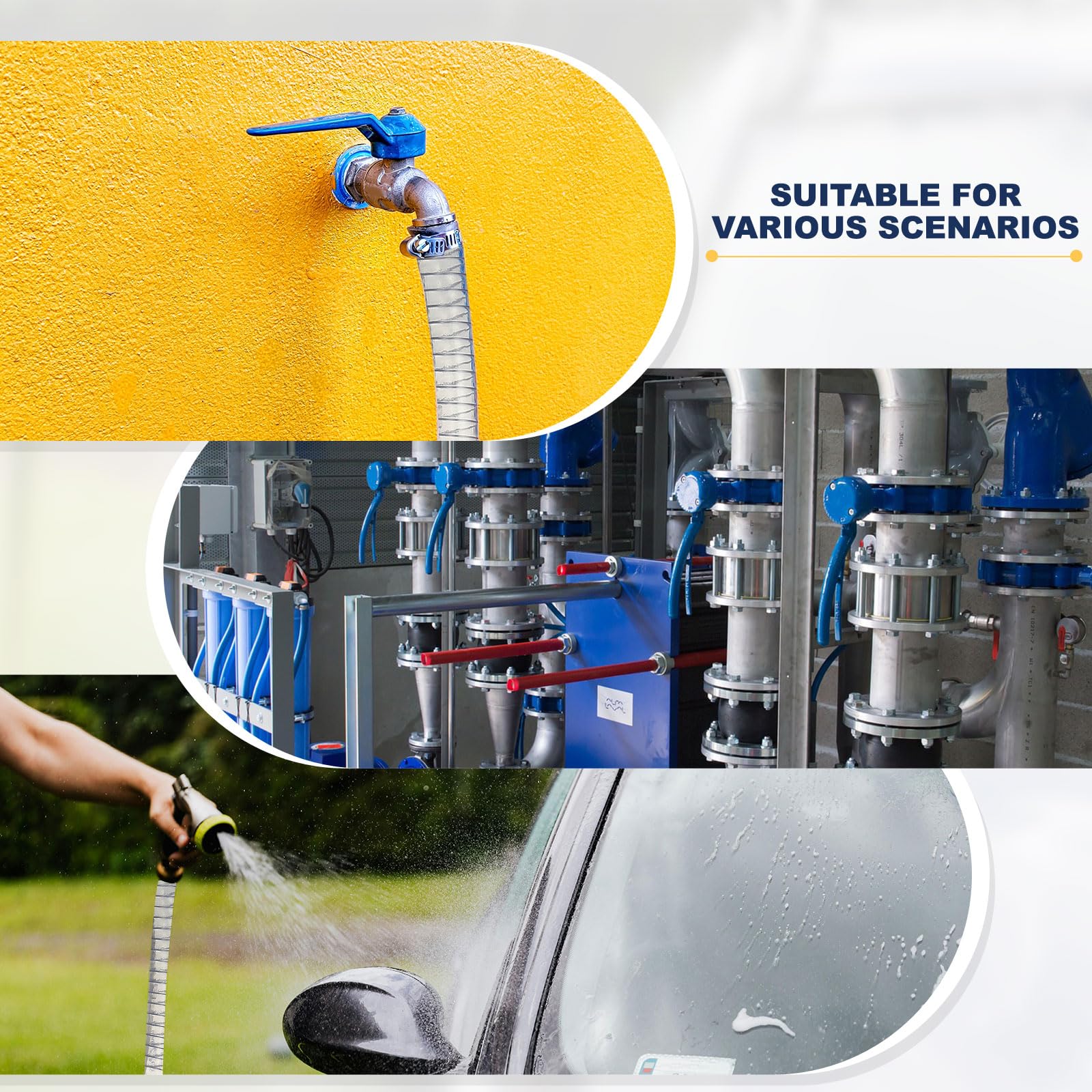 PATIKIL Manguera Reforzada Con Alambre De 3" / 75 mm De Diámetro Interno 1 Metro Tubo De PVC Vinilo Resistente Con Alambre De Acero Transparente