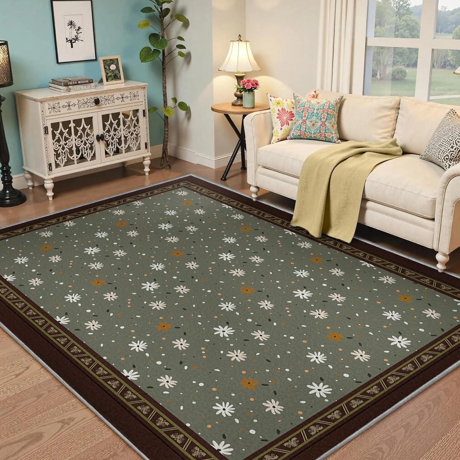 Tapis bohème lavable style cottage pour illuminer votre entrée et salon