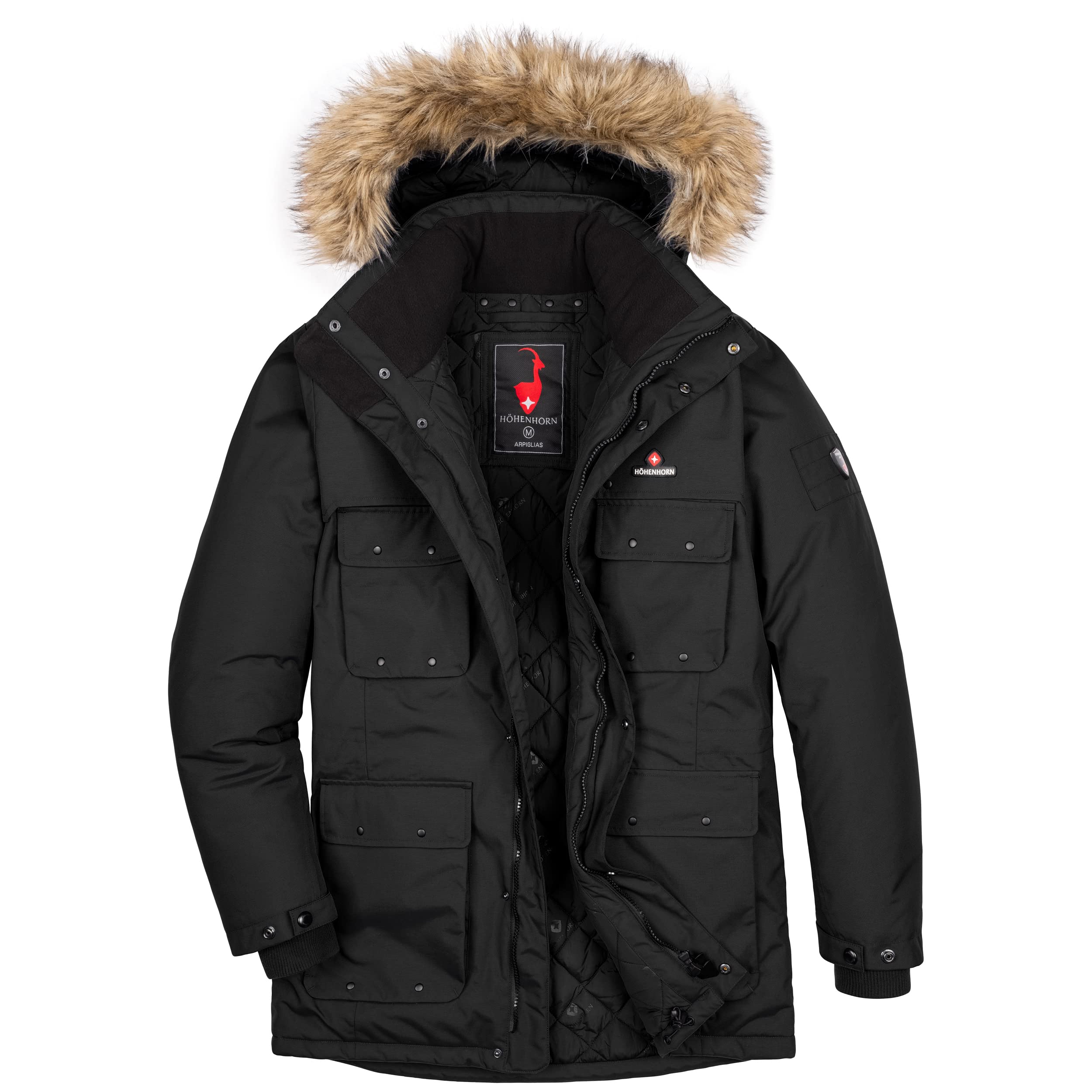Höhenhorn Arpiglias Męska kurtka zimowa, parka Parker z podszewką ze sztucznego futra