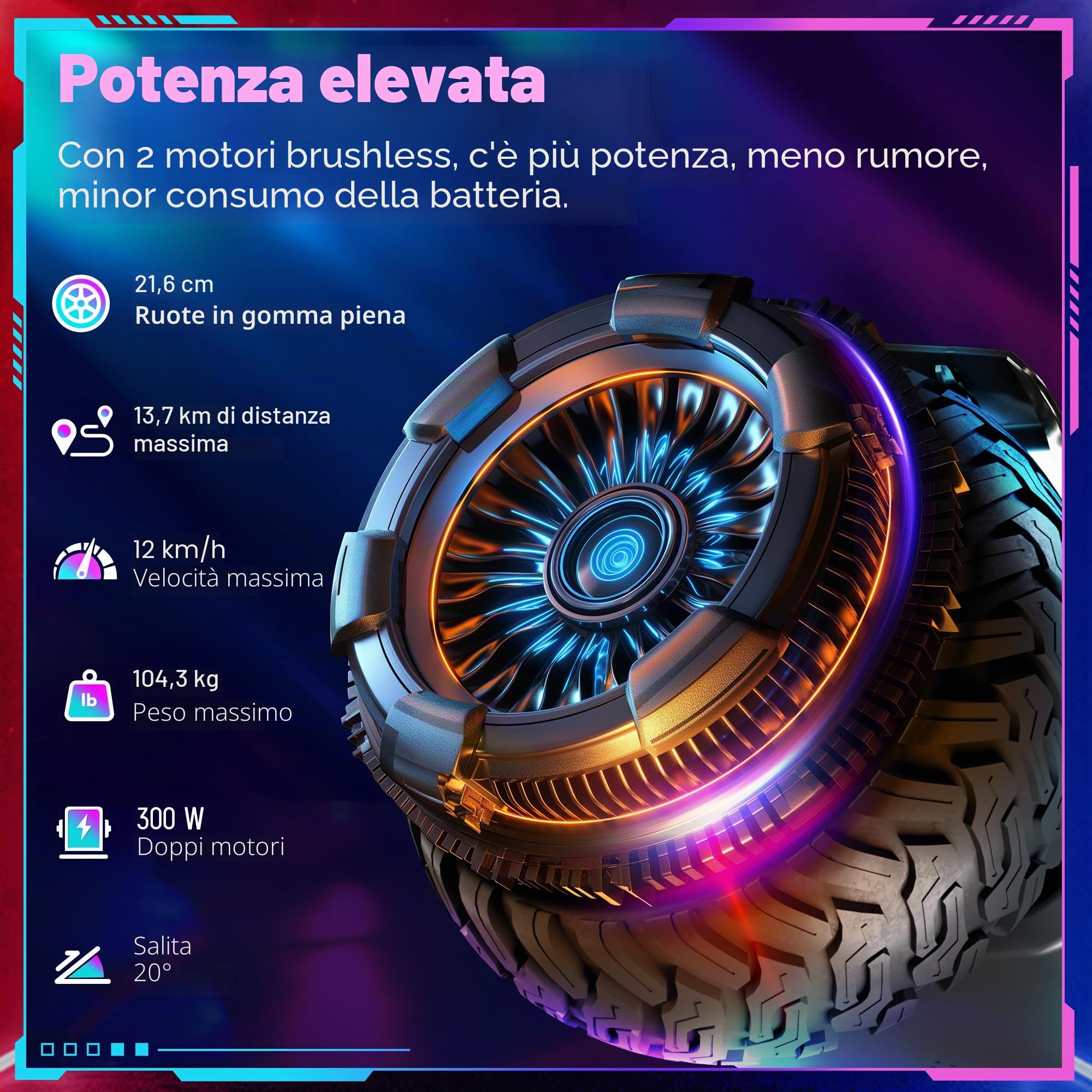 Hummer Off Road Hoverboard 8,5 pollici con Bluetooth e luce LED Motore potente Adatto per adulti e bambini Pistola