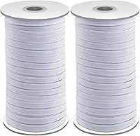 Vista 8 de Coopay 200 yardas de largo, 1/4 pulgadas de ancho, cuerda elástica plana, cuerda elástica pesada para coser proyectos de bricolaje, artes y Blanco
