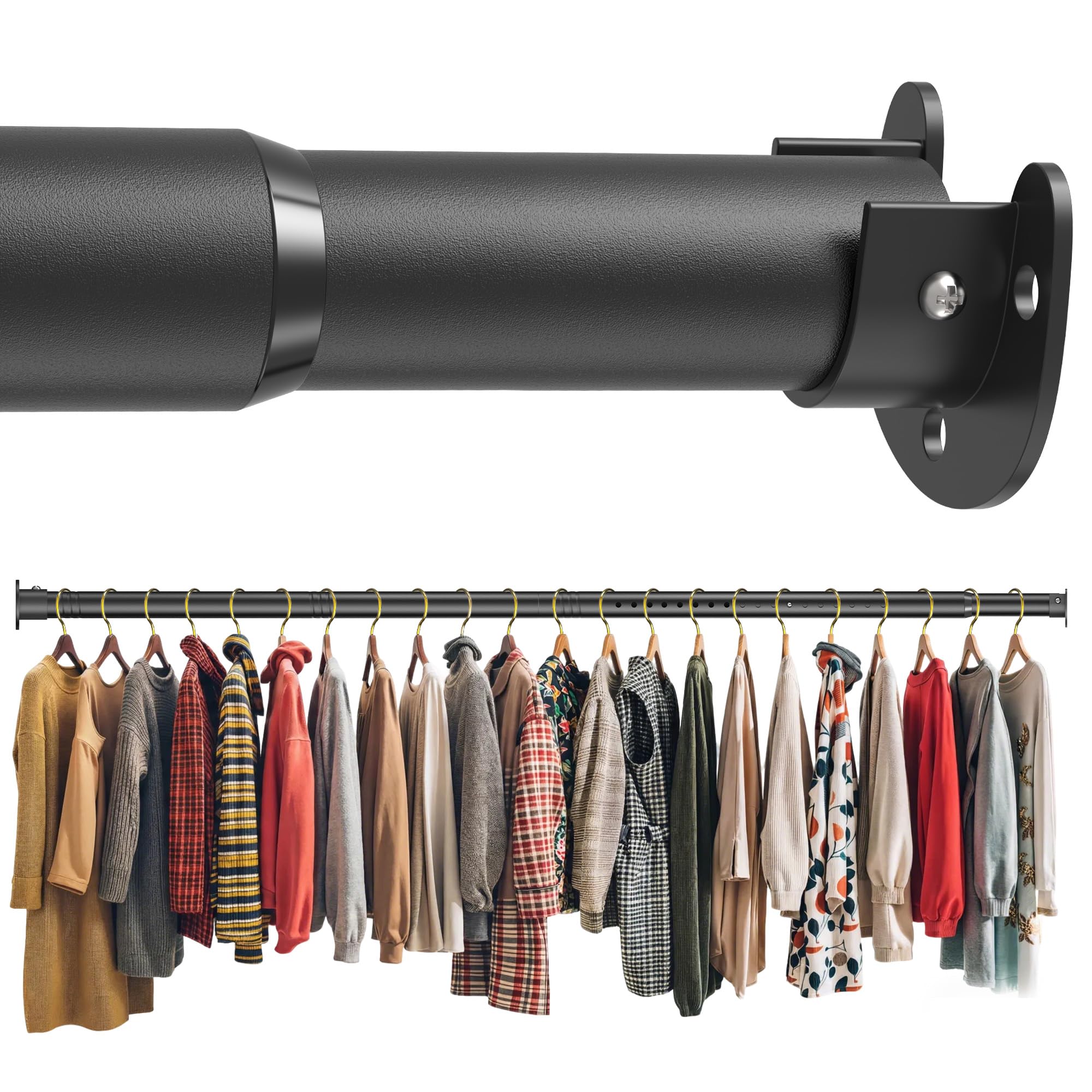 AeedWisp Push-Button Adjustable Closet Rod