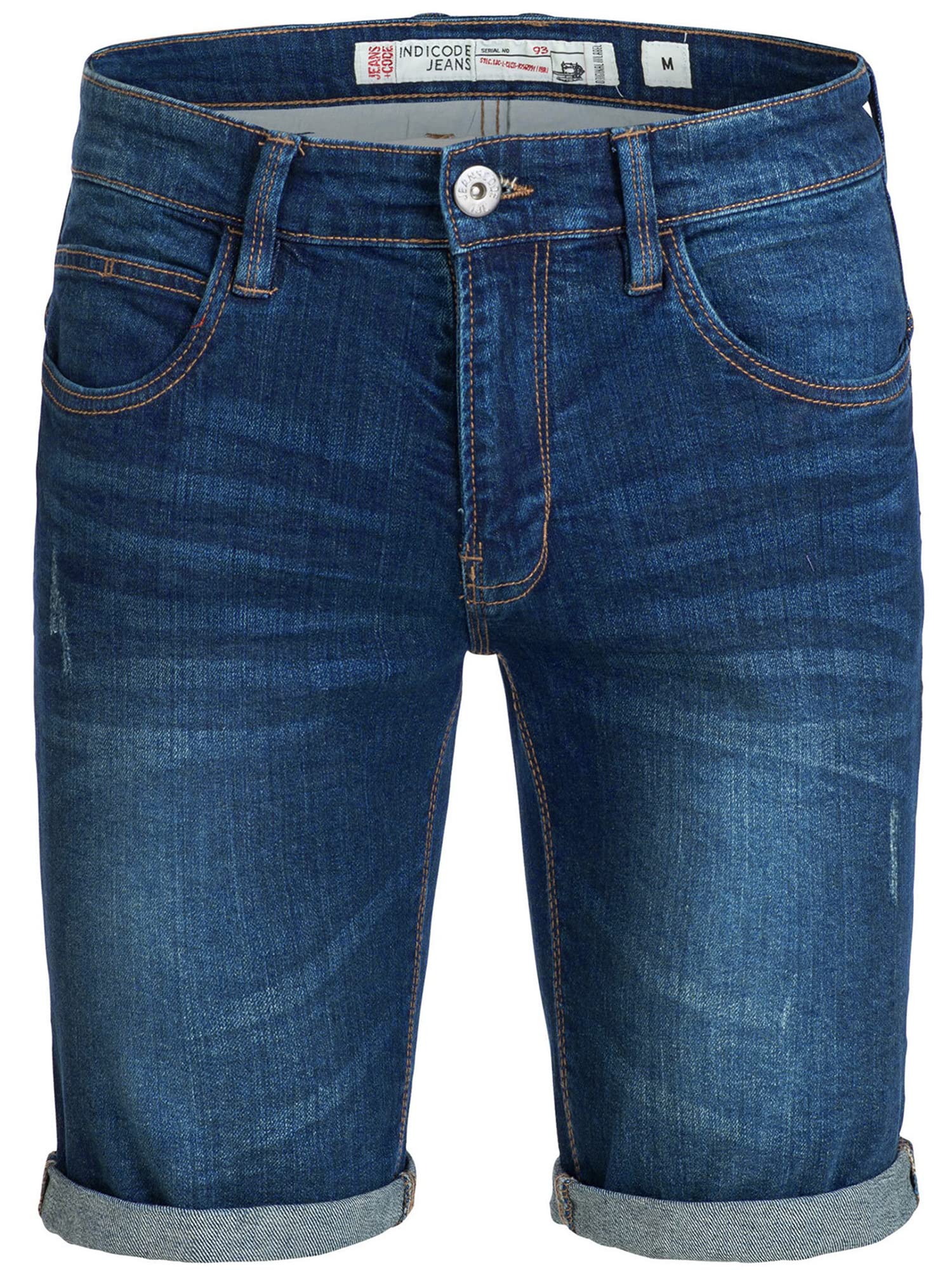 Indicode Hombres Caden Jeans Shorts | Pantalones Cortos Vaqueros con 5 Bolsillos