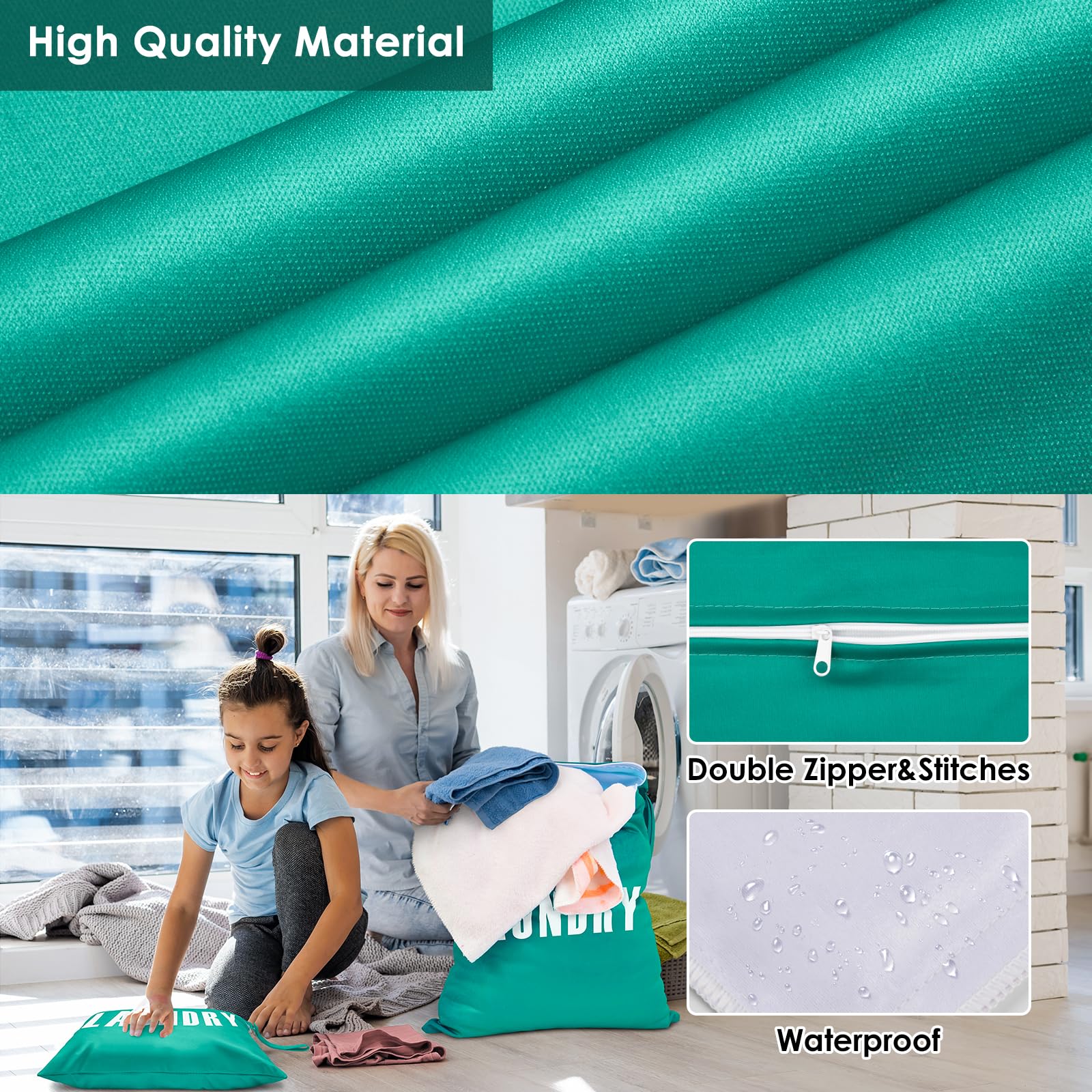 Borse Per Biancheria Sporca Da Viaggio - 2 Pezzi 69x50 Cm Pieghevoli - Foto 11