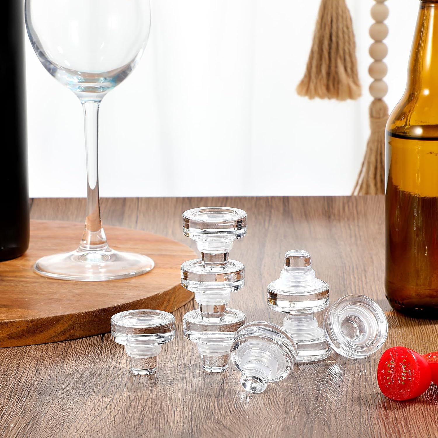 Amosfun 10pcs Wine Bottle Stopper Set Reusable Glass Wine Bottle Plugs