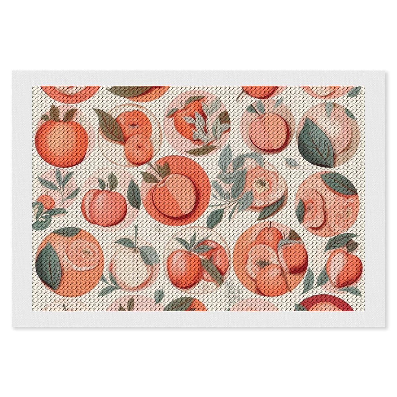 Round Peach Diamond Art Kits for Adults, DIY 5D Diamonds Painting Kits for Beginner, Round Full Drill Diamond Dots Painting, 8"x12" Diamonds Pictures Gem Art and Crafts Wall Decor