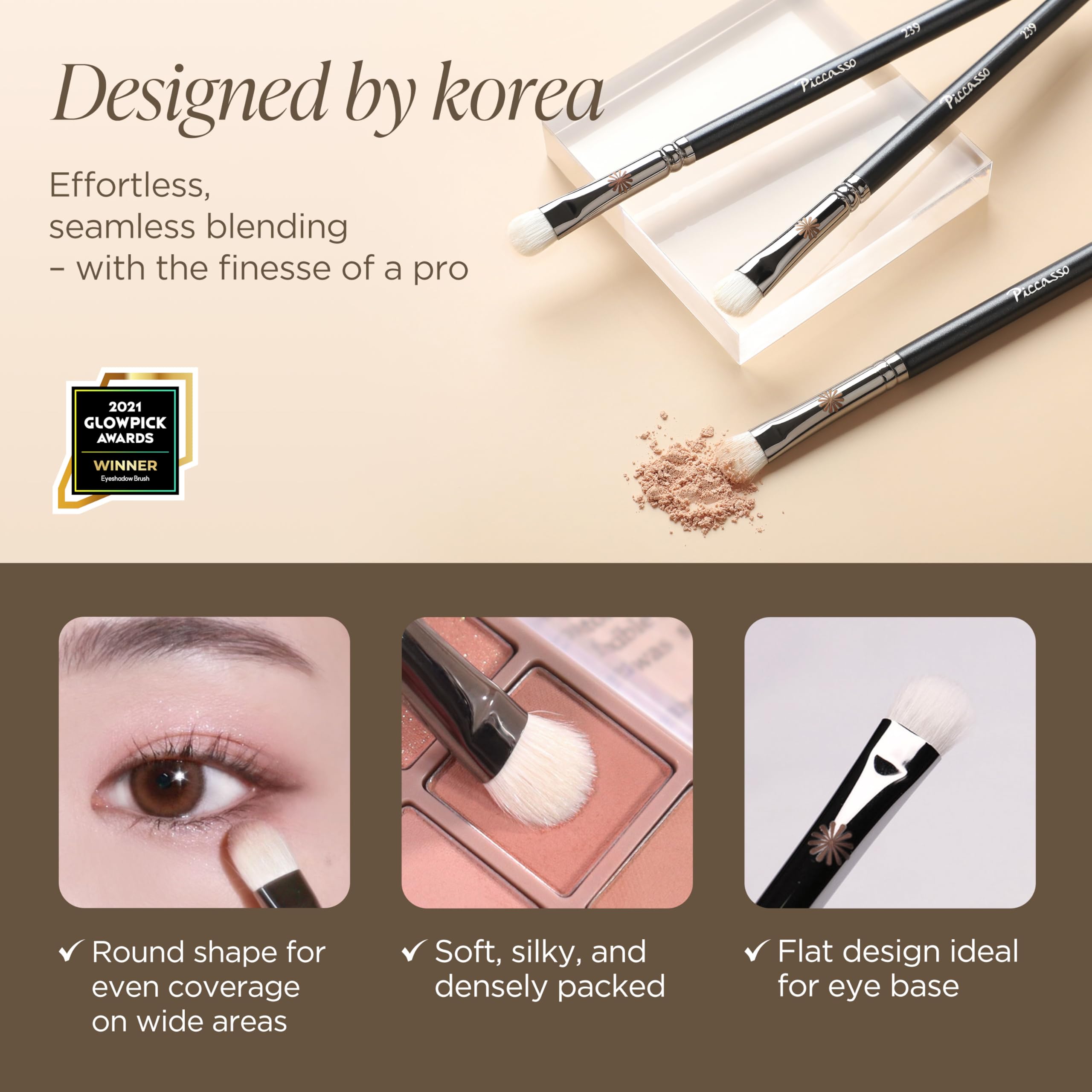 Amazon.com: Piccasso 239 Eyeshadow Brush – Korean Eye Makeup Brush