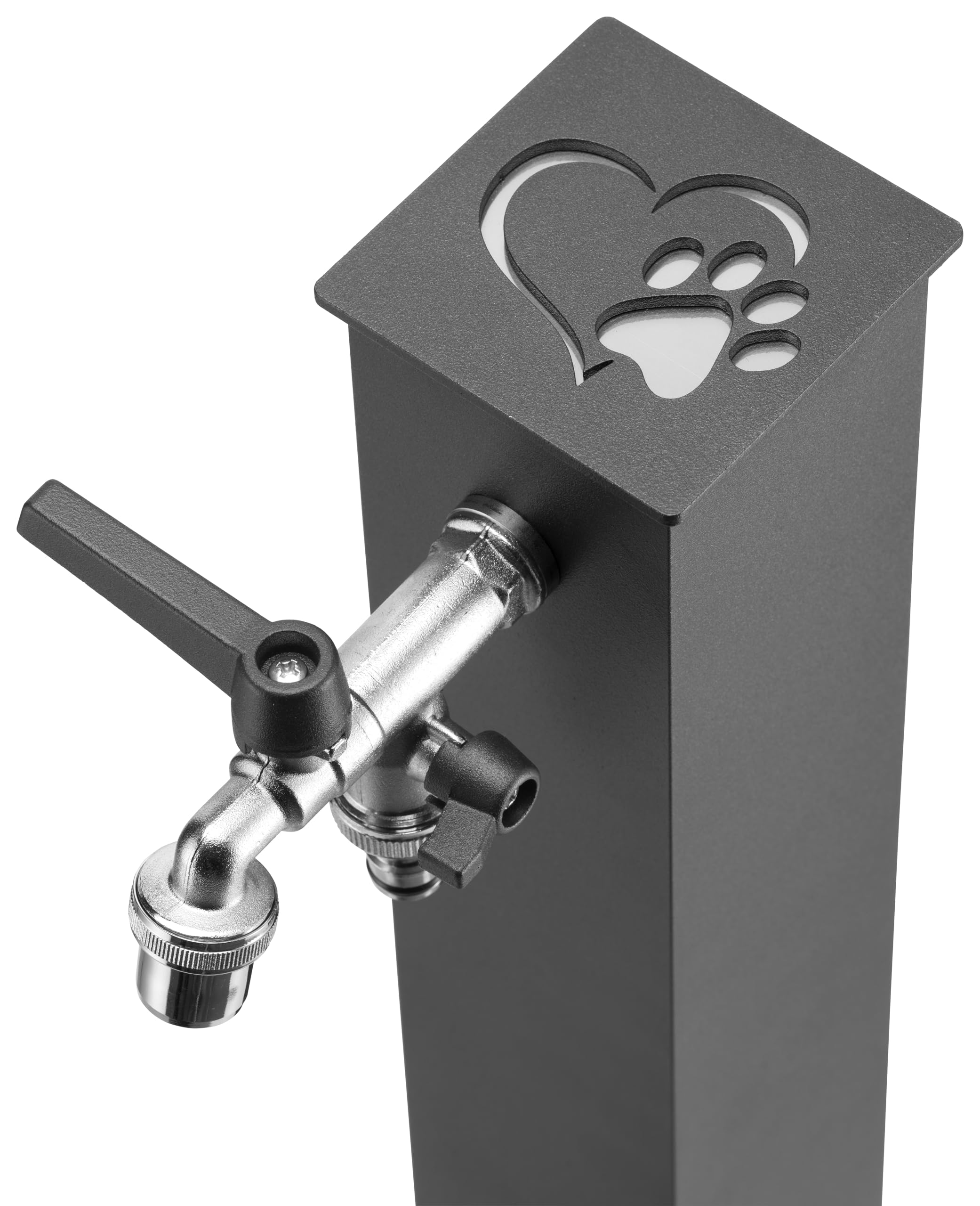 Fontana fontanella da giardino per cani e gatti Made in Italy con ciotola rimovibile, base in cemento e doppio rubinetto Bel-Fer REX-R