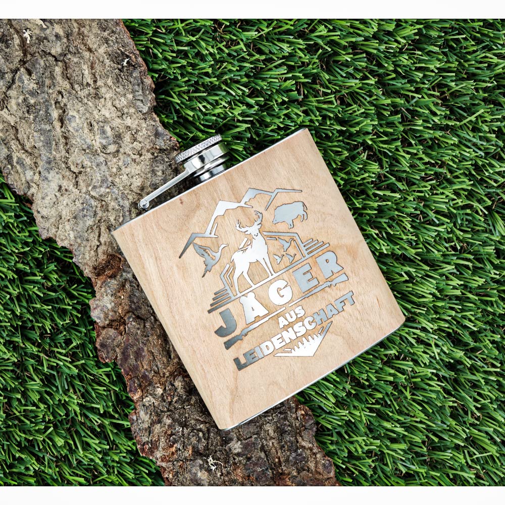 Spruchreif Qualità premium 100% emozionale, fiaschetta in acciaio inox con incisione, fiaschetta da golfista, regalo per golfista, fiaschetta in legno, regalo per golfista, regalo per golfista, regalo