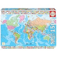 Educa - Puzzle da 1500 pezzi per adulti | Mappamundi Político. Misura: 85 x 60 cm.