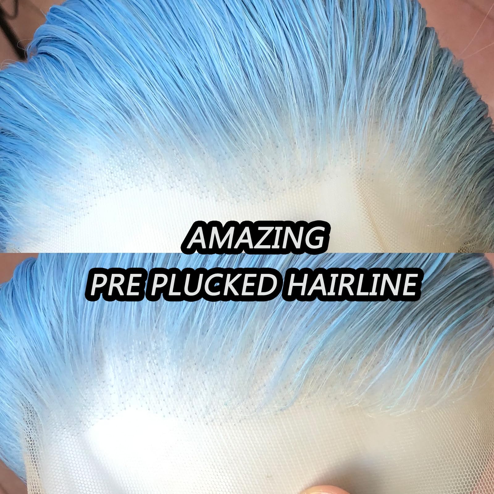 Towarm Light Blue Wig Long Straight Sky Blue Synthetic Lace Front Wigs Pre Plucked Natural Hairline for Black Women Heat Resistant Fiber Hair Cosplay Daily Wear Wig (Light Blue) - Image 4