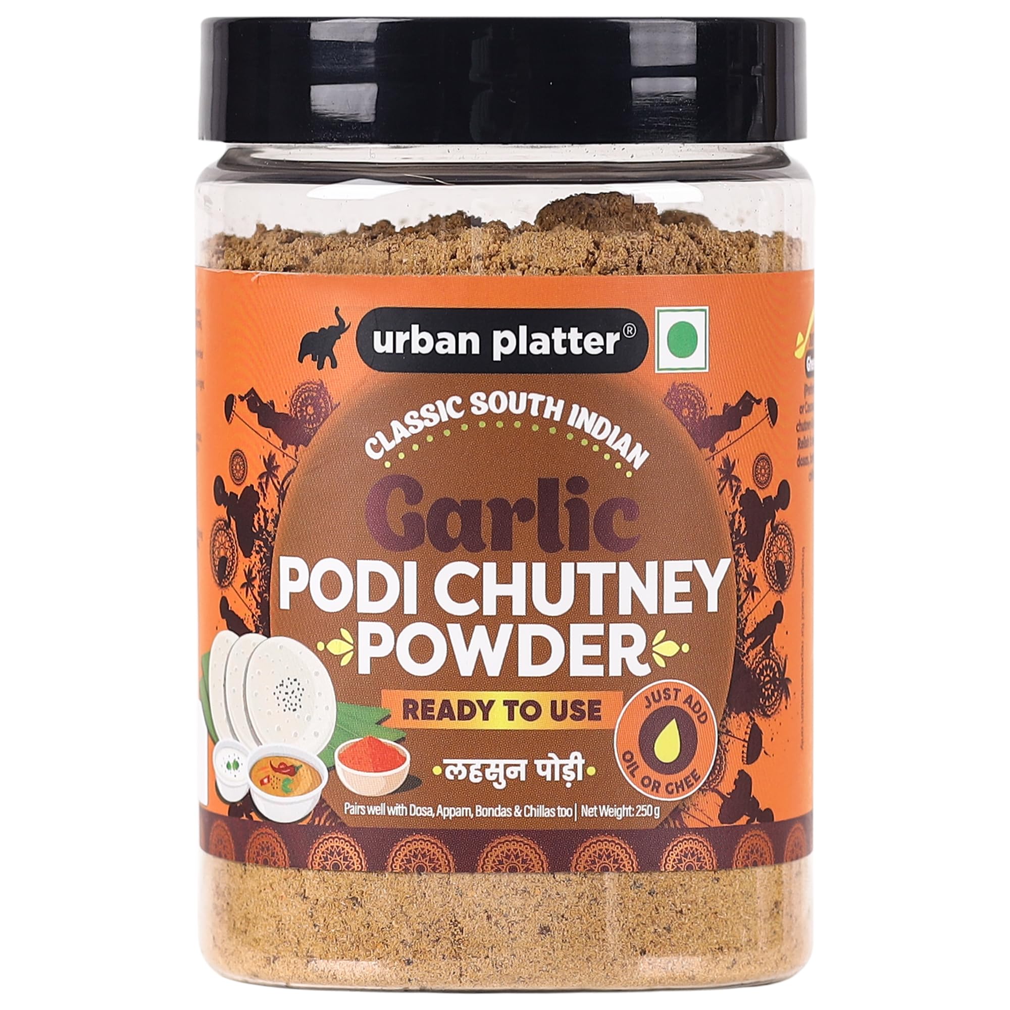 Urban Platter Classic South Indian Garlic Podi Chutney Powder, 250g (Ready to use, Just add ghee or Oil)-image-28