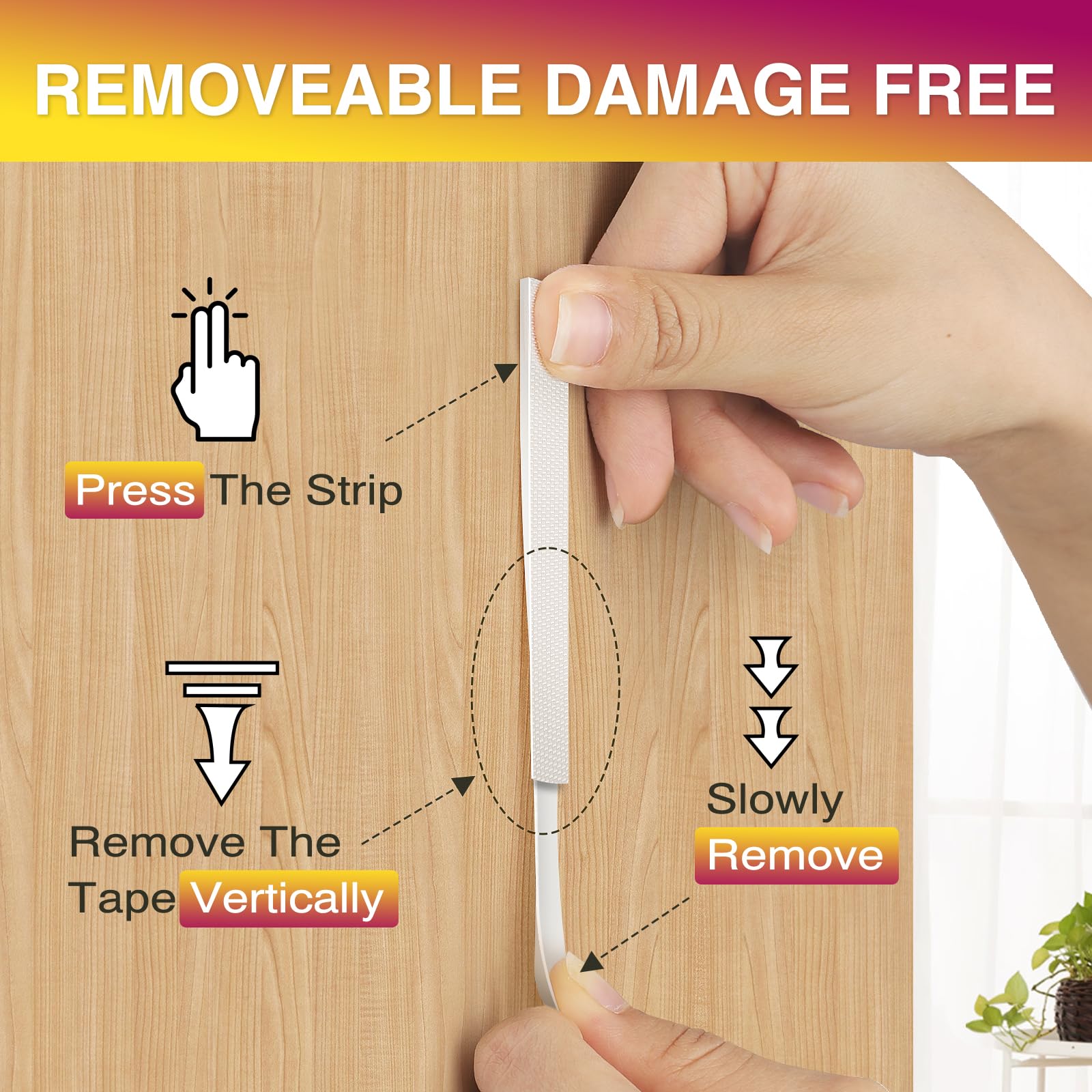 Summerbrite Tiras para colgar cuadros resistentes, ganchos de gancho y bucle, extraíbles sin daños, cinta adhesiva para pared, color blanco, grande (paquete de 36)