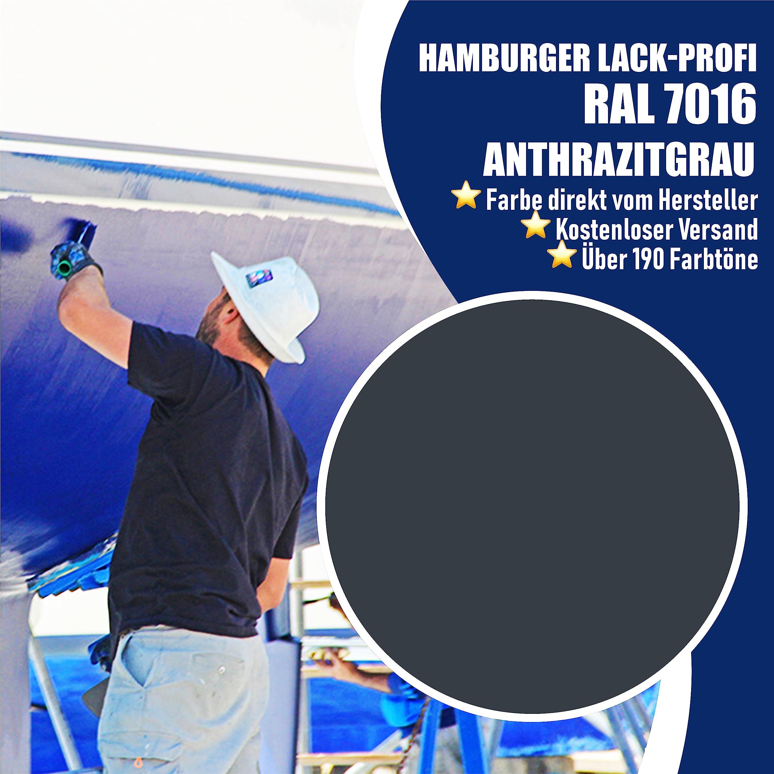 Hamburger Lack-Profi Bootslack MATT für Holz und Metall Anthrazitgrau RAL 7016 Grau Yachtlack Yachtfarbe Bootsfarbe