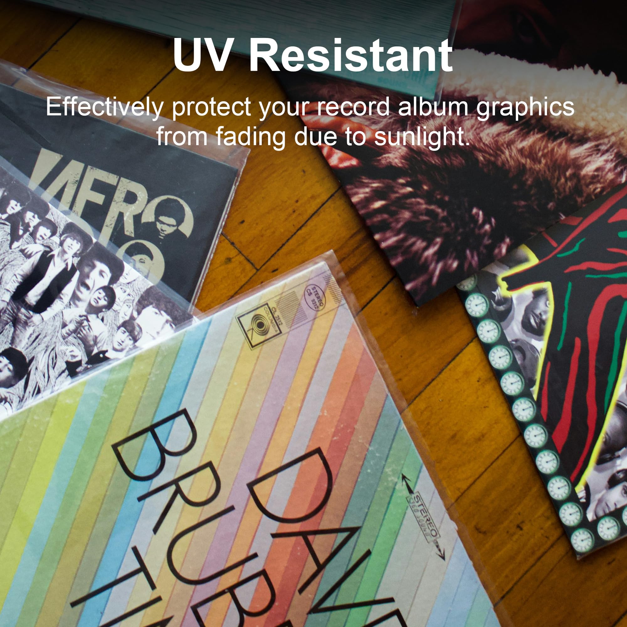 Buste Vinili Addensate 33 Giri Esterne, 200x Density Custodie Vinili | Resistenti a Sfiocchi e UV, Polietilene Spessore 100 Micron Premium, Idonee per LP 12" e Proteggono 1-3 Copertine — 325x325mm