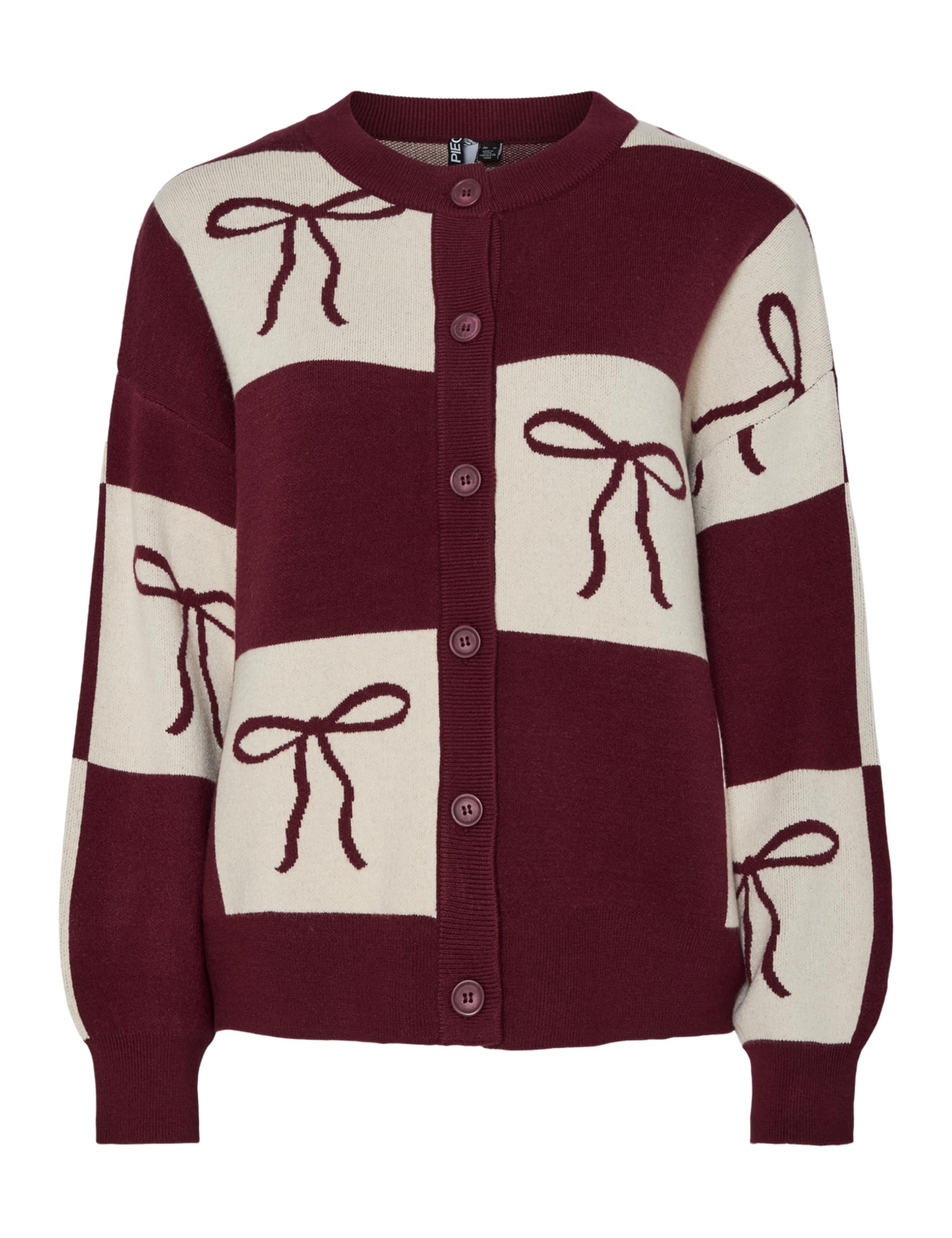 PIECES Pcjette Xmas LS O-Neck Knit Cardigan, Tawny Port, M