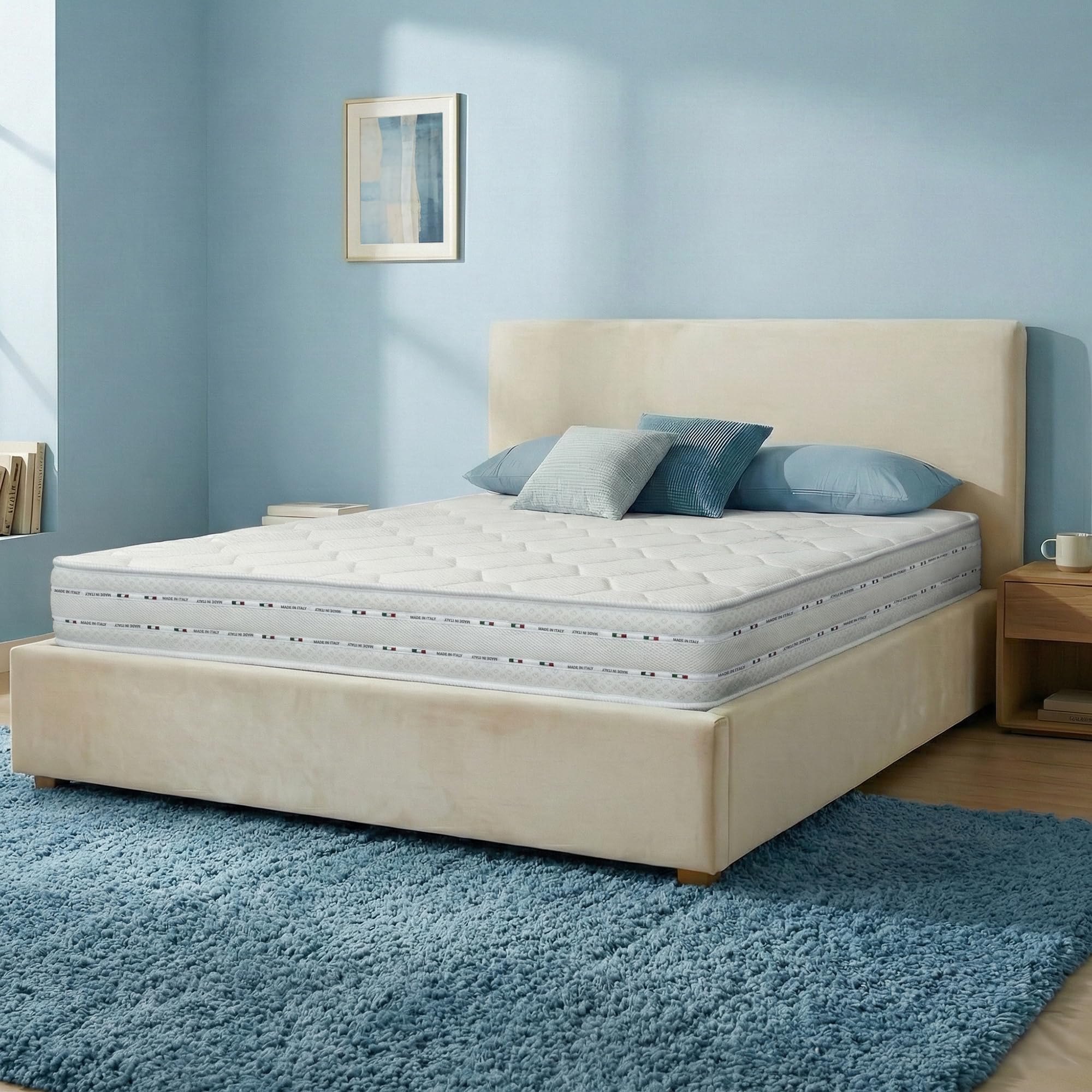Materassi Russo - Materasso Matrimoniale 160x190 in Memory Foam e Waterfoam, Alto 20 cm, Ortopedico Semi Rigido, Anallergico e Antiacaro, Tessuto Aloe Vera, Made in Italy