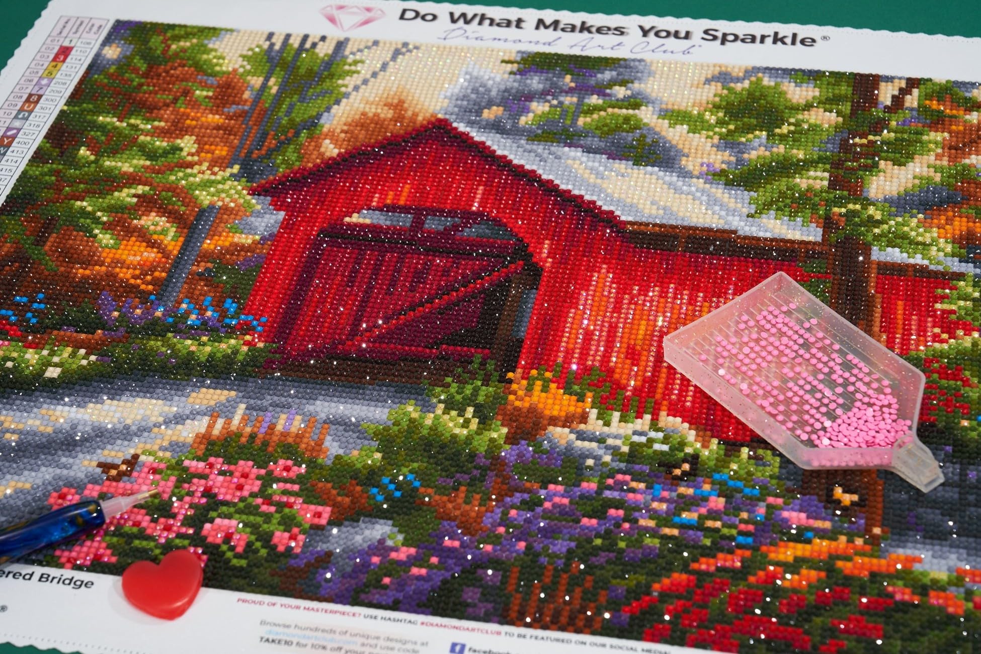Amazon.com: DIAMOND ART CLUB Red Covered Bridge Diamond Painting