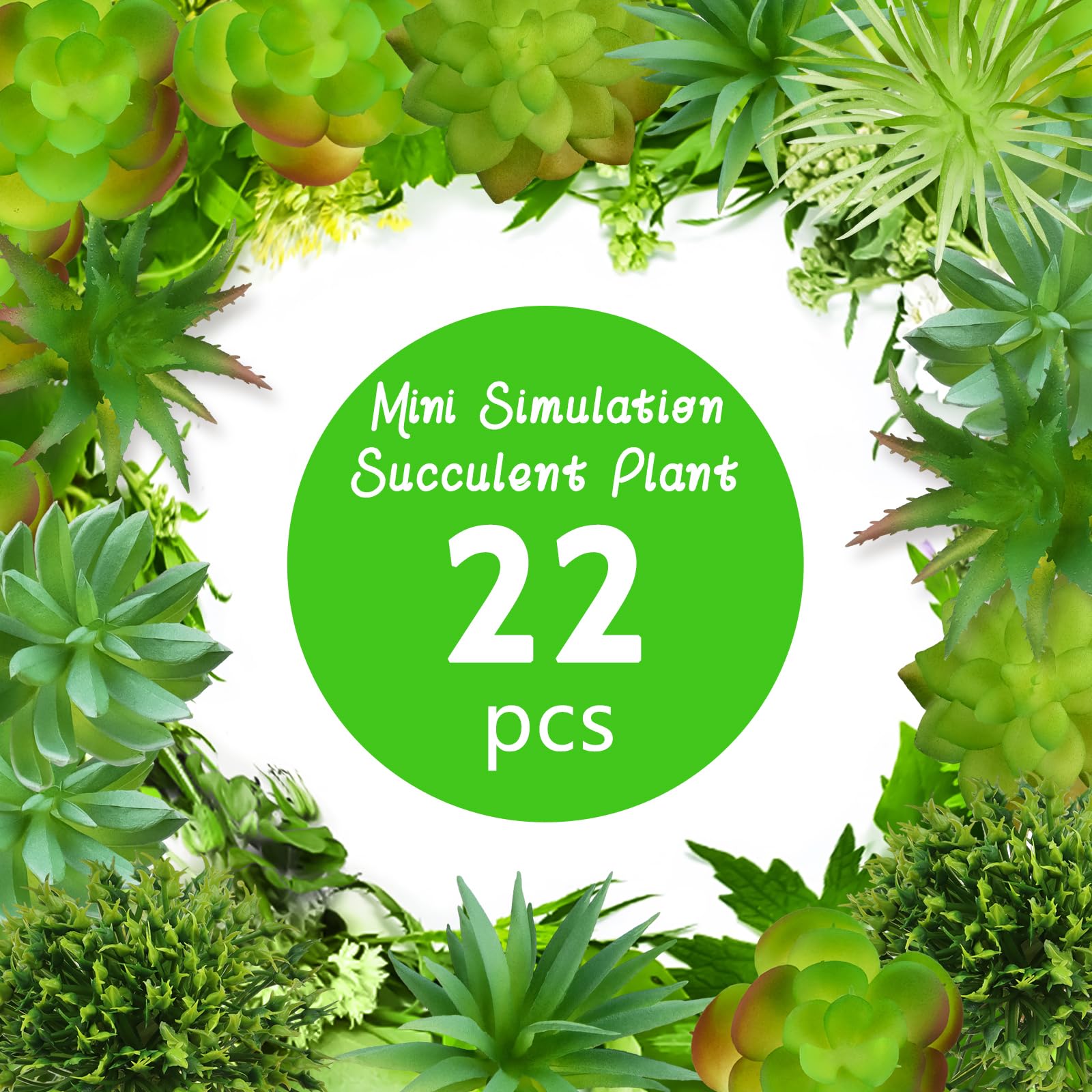 QUOZUO Künstliche Sukkulenten, realistische Mini-Sukkulenten, grüne Sukkulenten, kleine Pflanzen für Heimwerker, Basteln, Garten, Zuhause, Büro, Dekorationen (ungetopft), 22 Stück