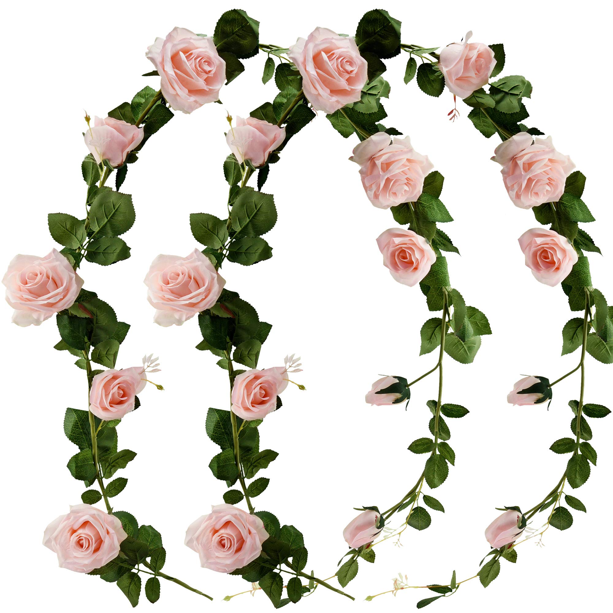 Amazon.com: FiveSeasonStuff Dreamy Pink Artificial Silk Roses Flower ...