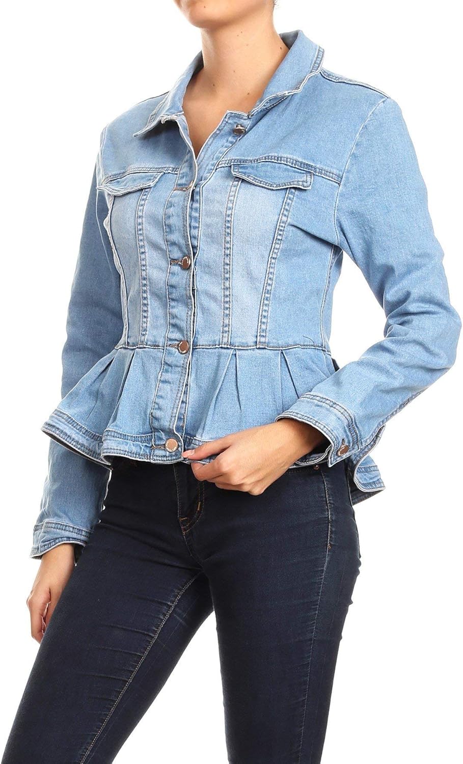 peplum style denim jacket