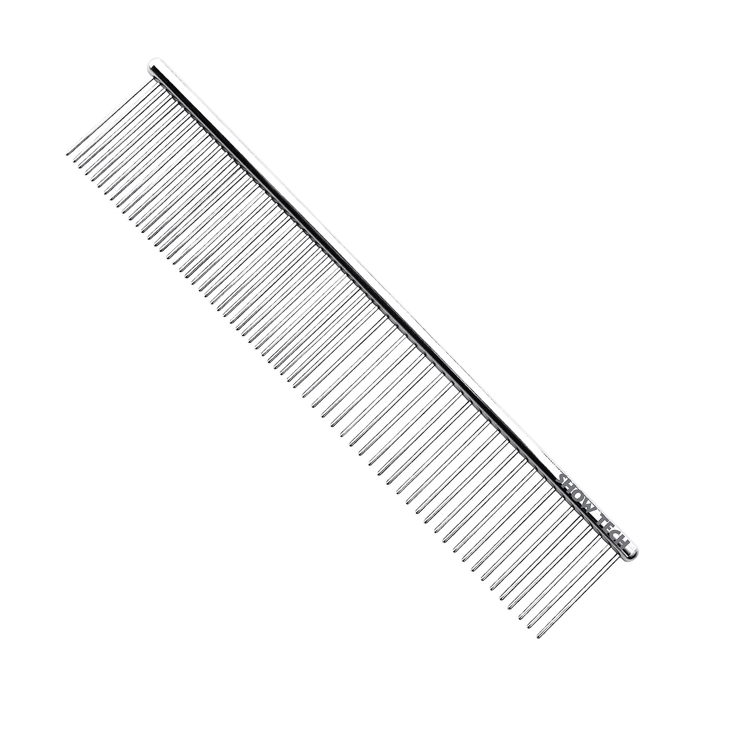 Show Tech Pro Combi Comb 19cm | Full Metal Comb for Pets | Narrow and Wide Strong Teeth | Brushing Tool for Dogs and Cats