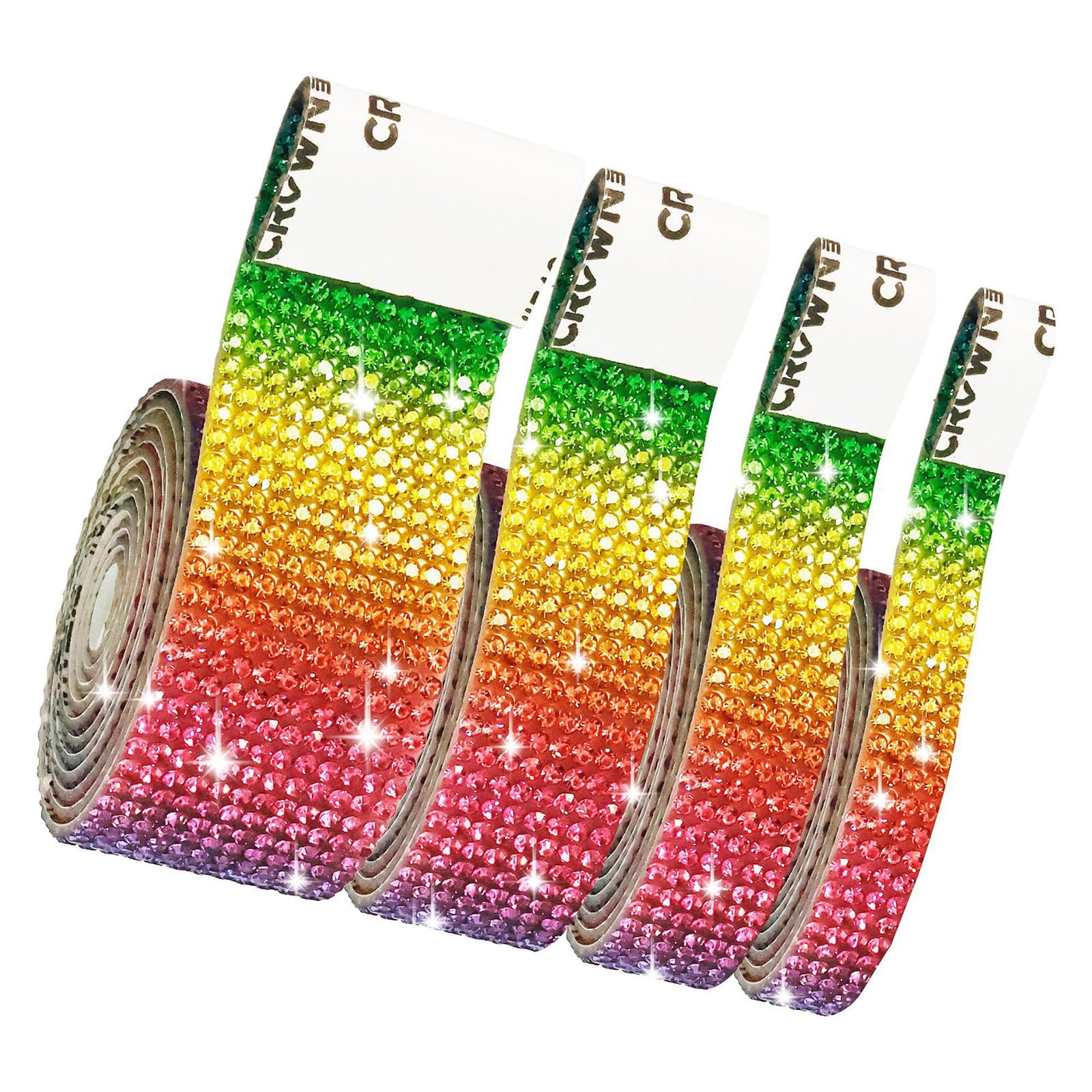 LUCKGONI Glass Crystals Rhinestones Ribbon Roll With 4/6/8/10 Row For Clothing And Home Decoration