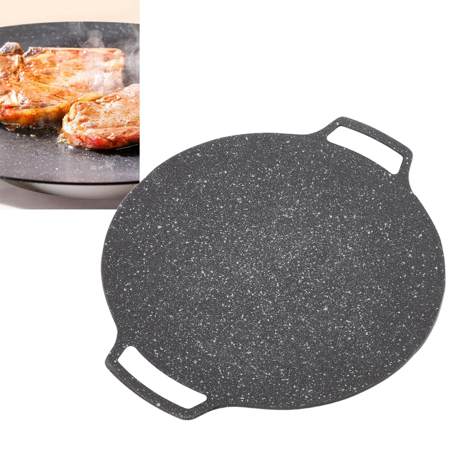 Koreanische Grillplatte Gusseisen Antihaft-Grillpfanne 33 cm für Herd Outdoor