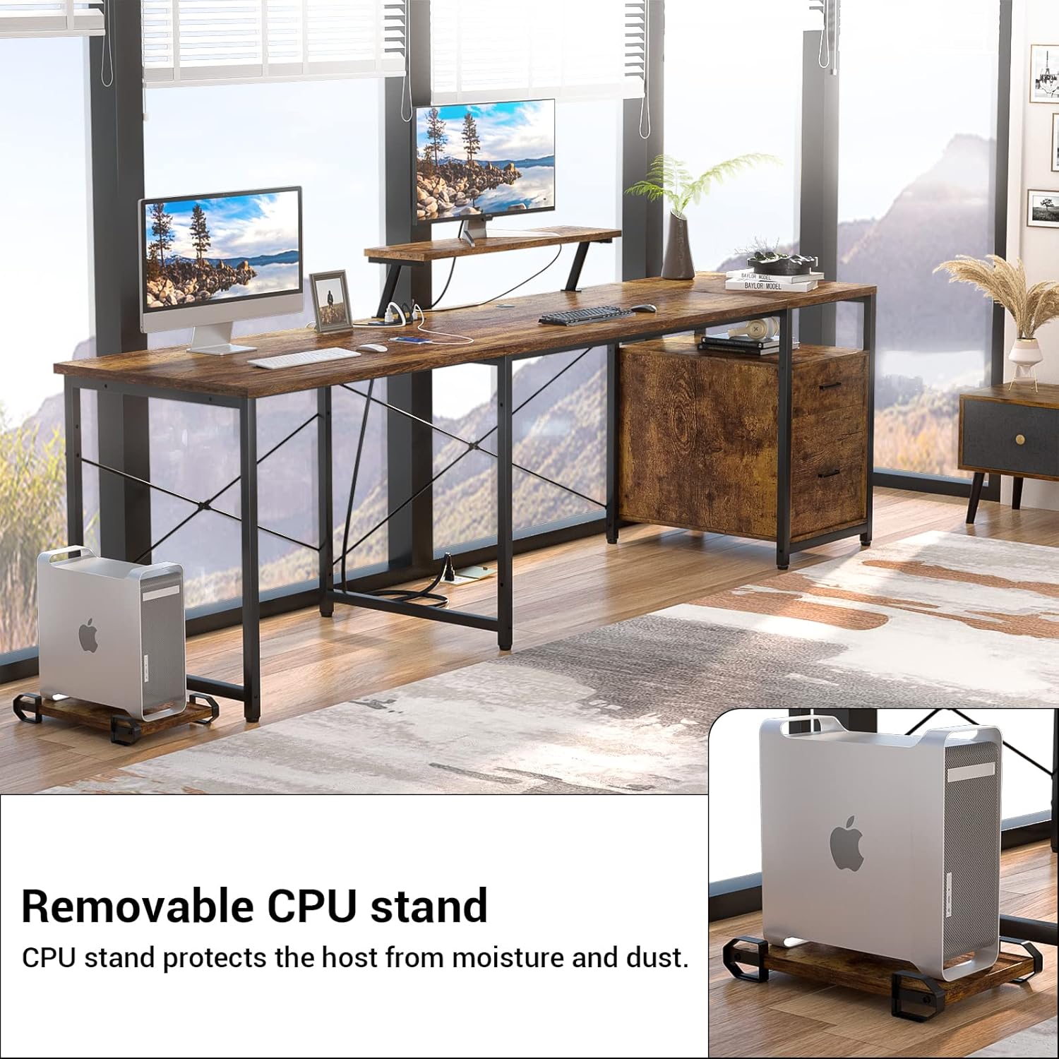 Buy Unikito 63” LShaped Desk with Power Outlet and LED Strip, L Shaped Computer Corner Desk