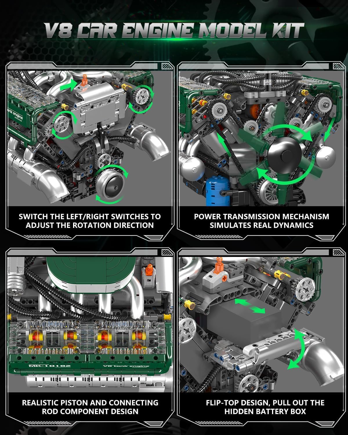 Amazon.co.jp: Mould King 10182 MOC Technik V 8ツインターボエンジン Amazon.co.jp: Mould King 10182 MOC Technik V 8ツインターボエンジン