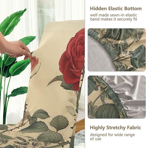 Miniatura 3 de Juego de 4 fundas decorativas para silla de oficina y decoración del hogar, fundas lavables para sillas de comedor, fundas protectoras de sillas