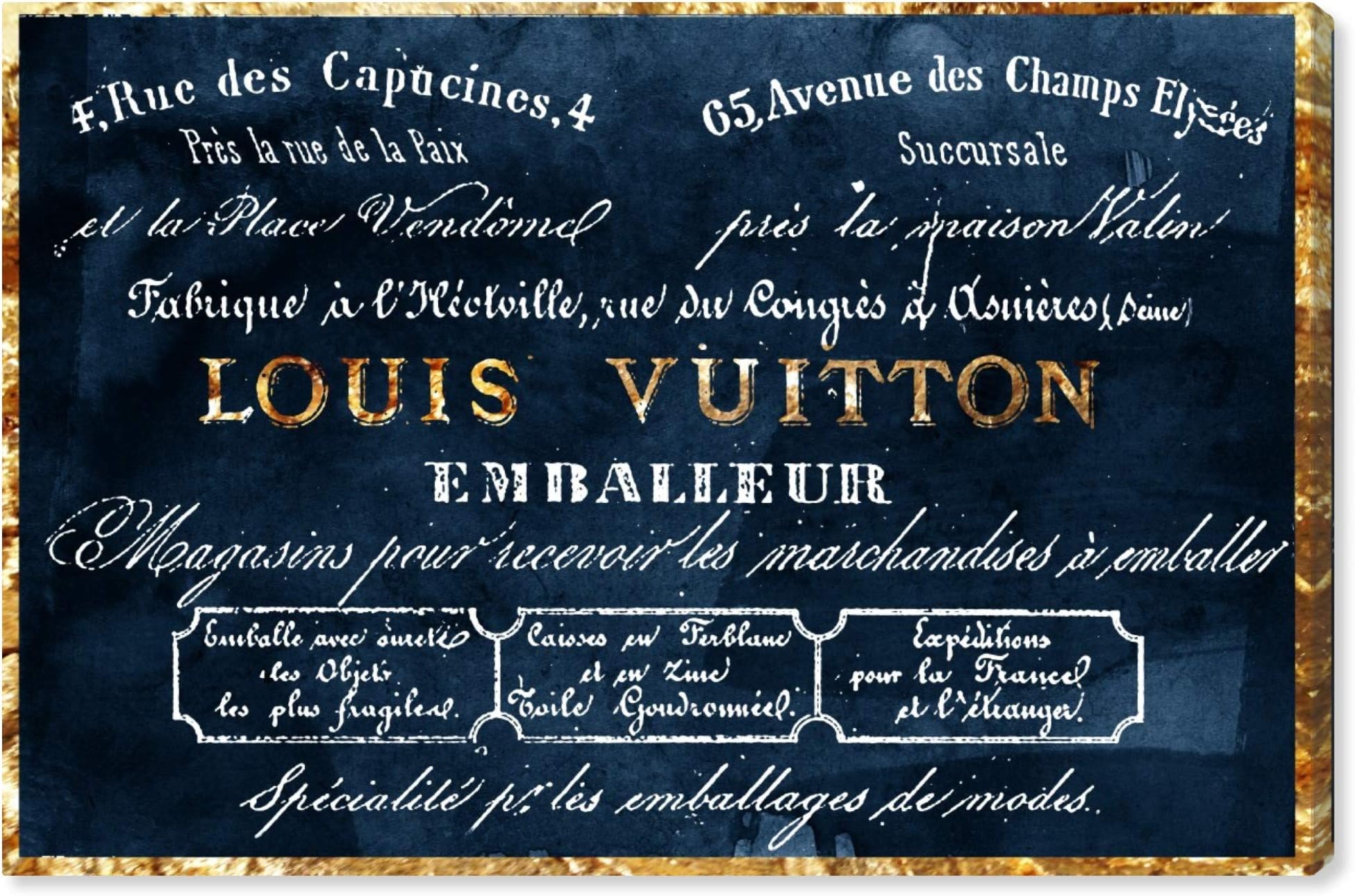 The Oliver Gal Artist Co.Oliver Gal 'Emballeur Navy' Blue Fashion Wall Art Print Premium Canvas 36" x 24"