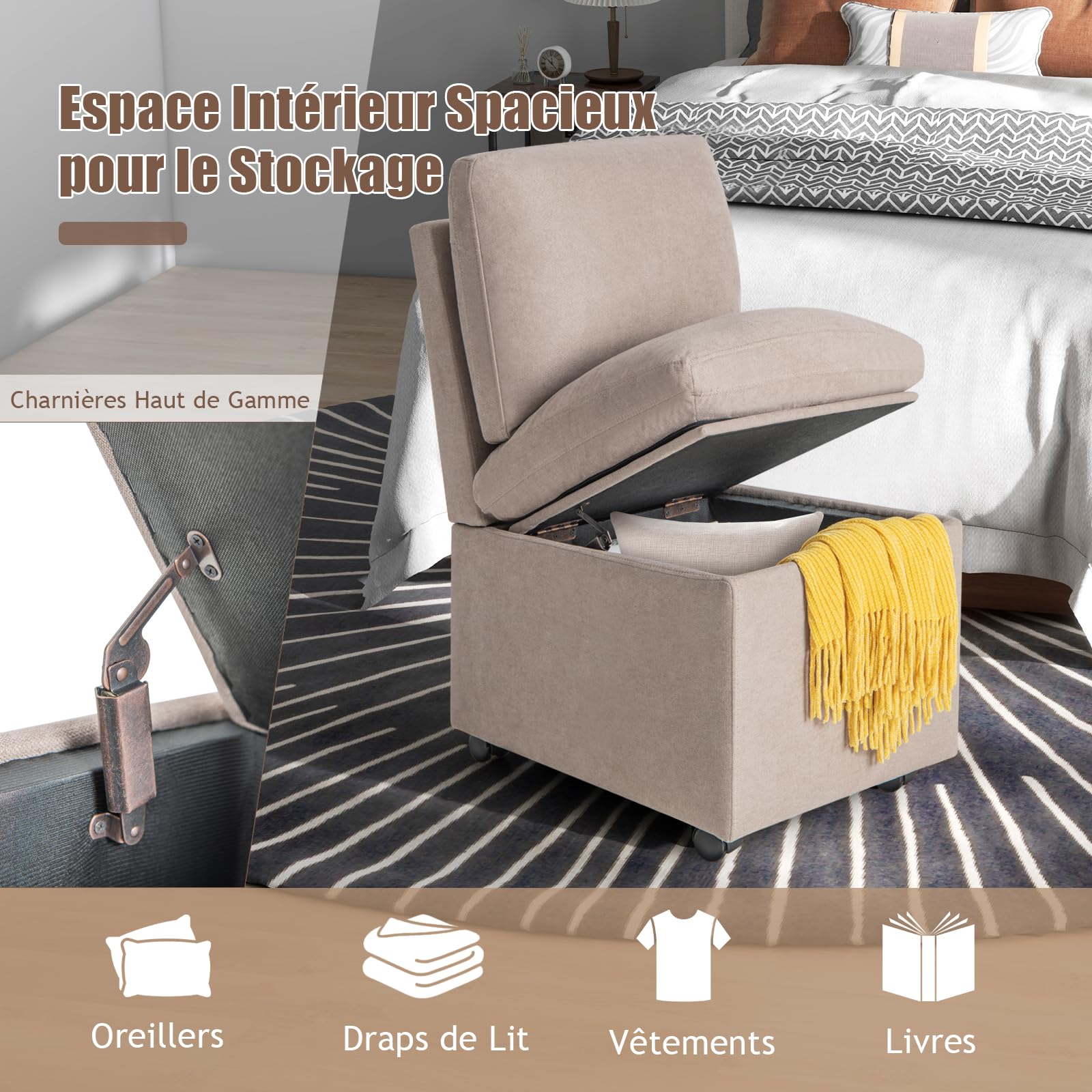 Fauteuil Scandinave En Rotin PE Avec Coussin - Cadre Bois De Caoutchouc, Design Milieu De Siècle, Confortable - 8