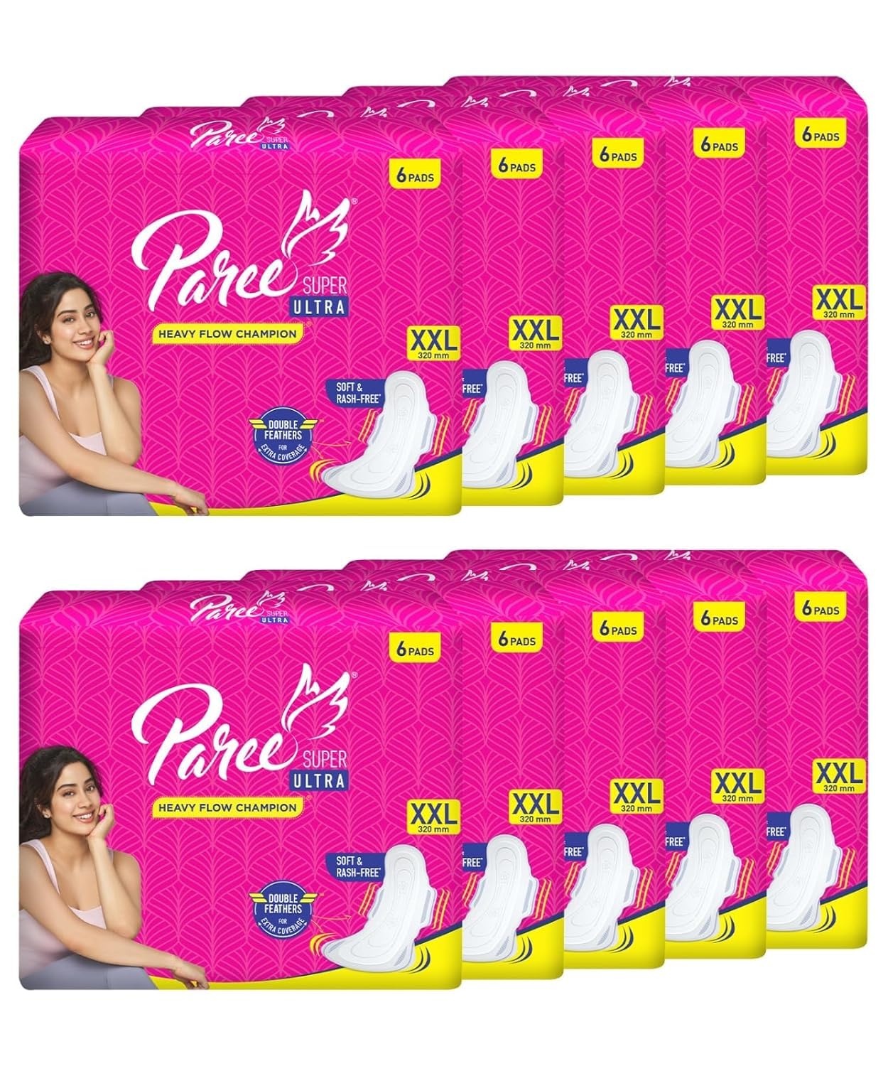 Paree Super Ultra Soft Sanitary Pads, XXL 60 Ultra Period Care Pads (Pack of 5), Super Soft & Rash Free with Quick Absorption Sanitary Pads for women (B0B79Z9ZDF) Amazon Price History, Amazon Price Tracker