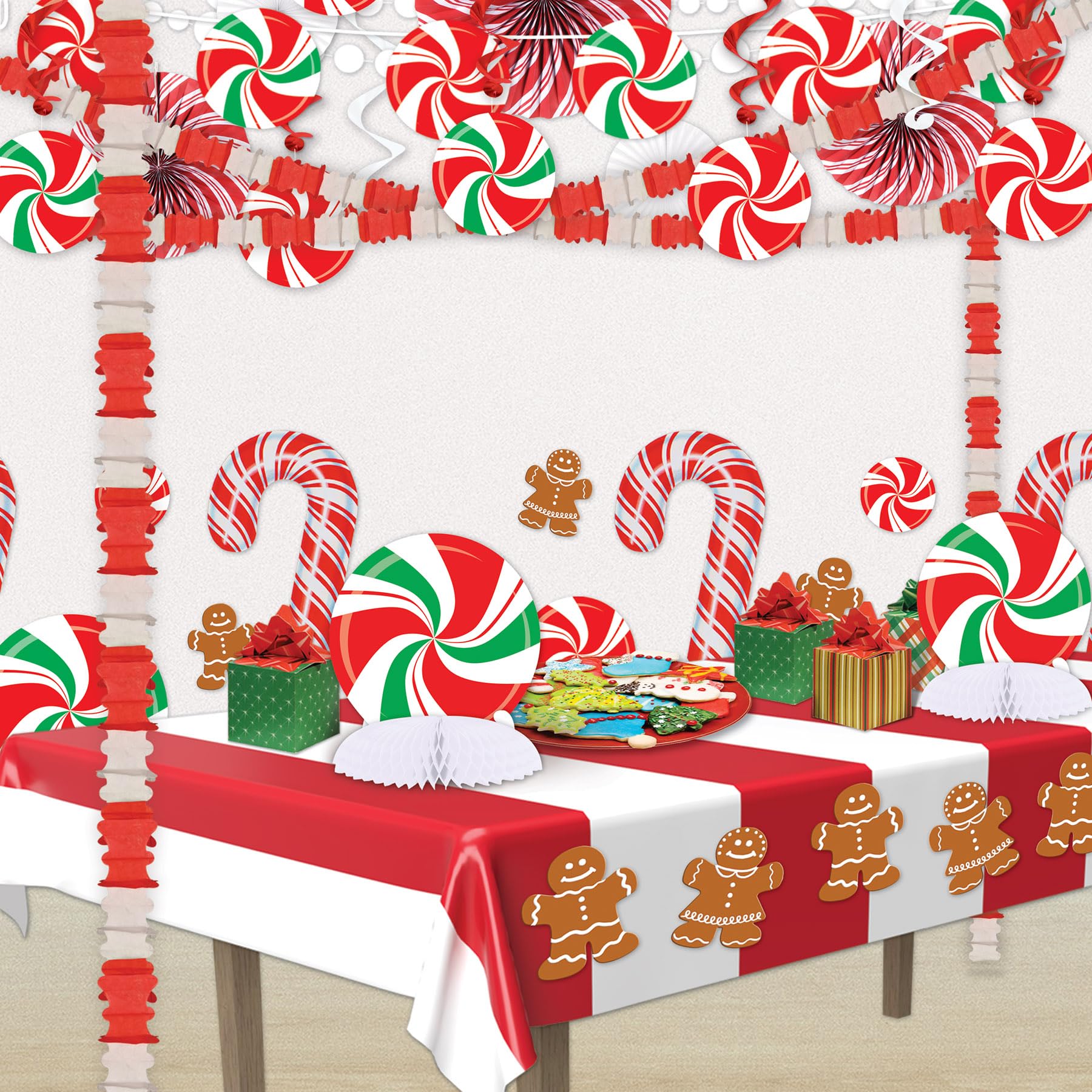 Beistle 4 guirnaldas Colgantes de Papel para Colgar en el Techo de 14 pies 6 Pulgadas x 4.5 Pulgadas, Decoraciones de Fiesta, Fondos de Cabina de Fotos, decoración de Fondo, Rojo/Blanco