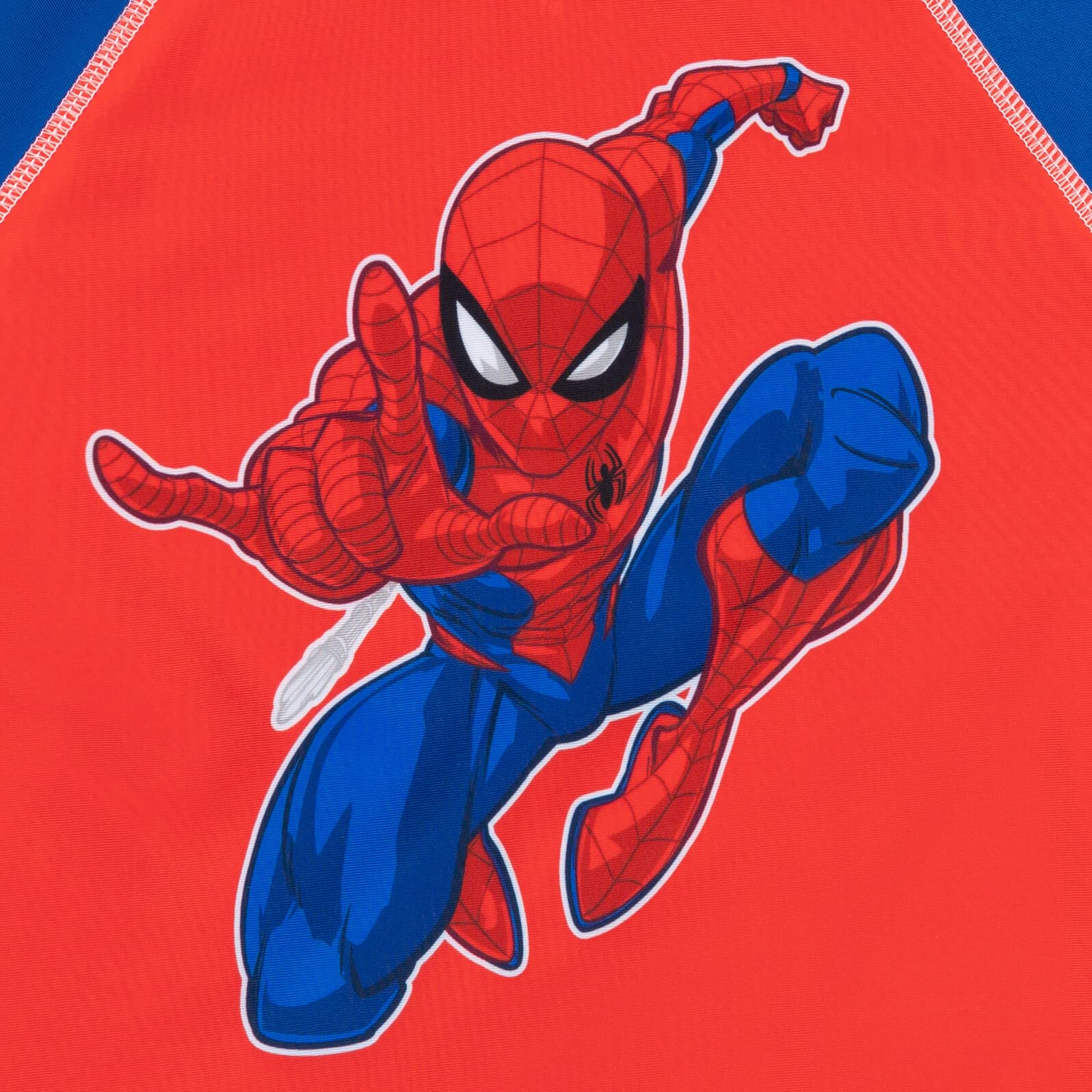 Marvel Avengers Spider-Man Big Boys 3 Piece Swimsuit Set: Swim Rash Guard Swim Trunks Cap Blue/Red 10-12