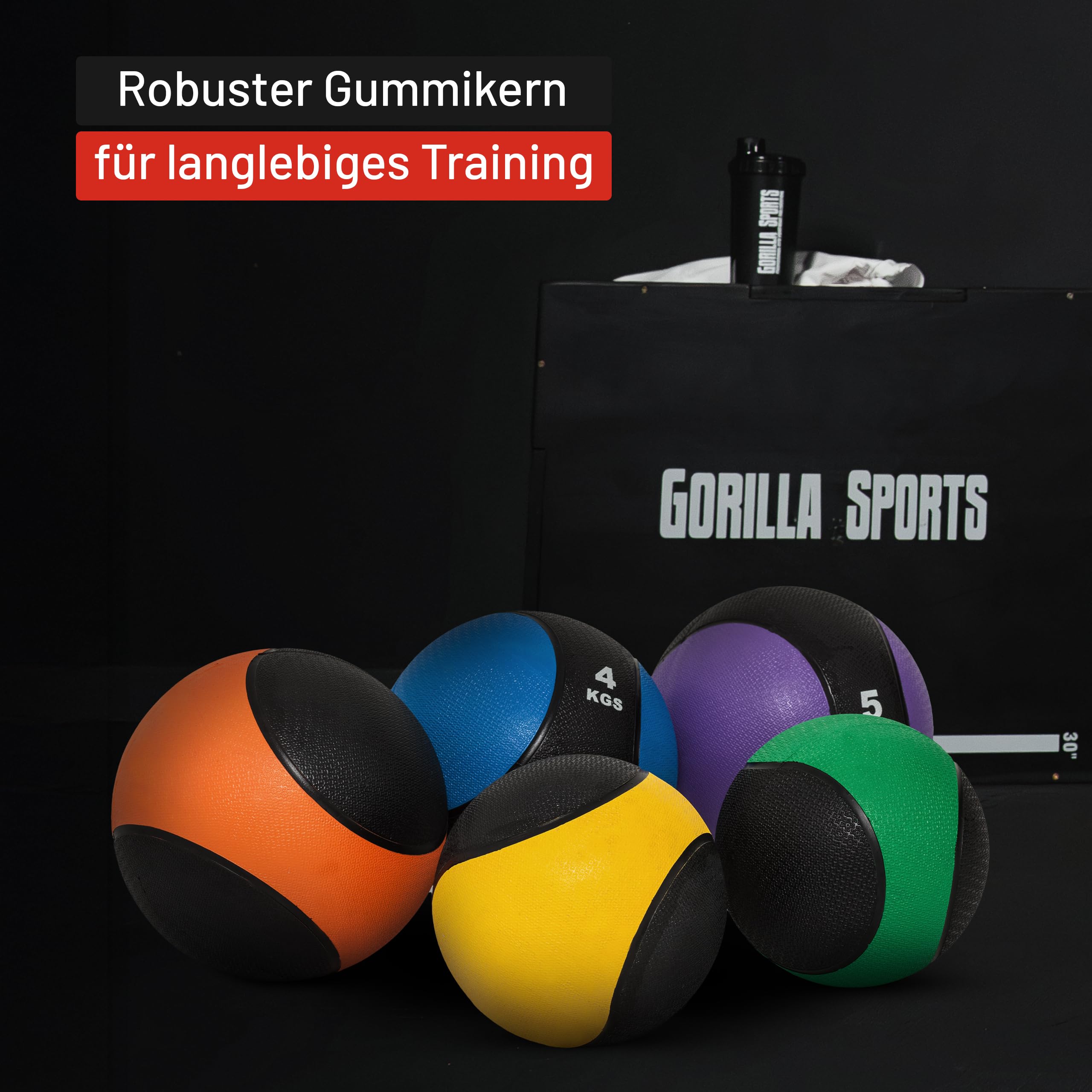GORILLA SPORTS® Balón medicinal – Individual/Set, 1 kg, 2 kg, 3 kg, 4 kg, 5 kg, 6 kg, 7 kg, 8 kg, 9 kg, 10 kg Pesos, con superficie de agarre, de goma, color a elegir – Slam Ball, pelota de