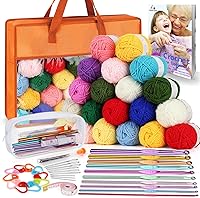 Vista 8 de Kit de Hilo de Ganchillo Aeelike, 1000 Metros de Hilo de Ganchillo para Tejer Juego Completo de Tejido para Principiantes Profesionales con Ganchos