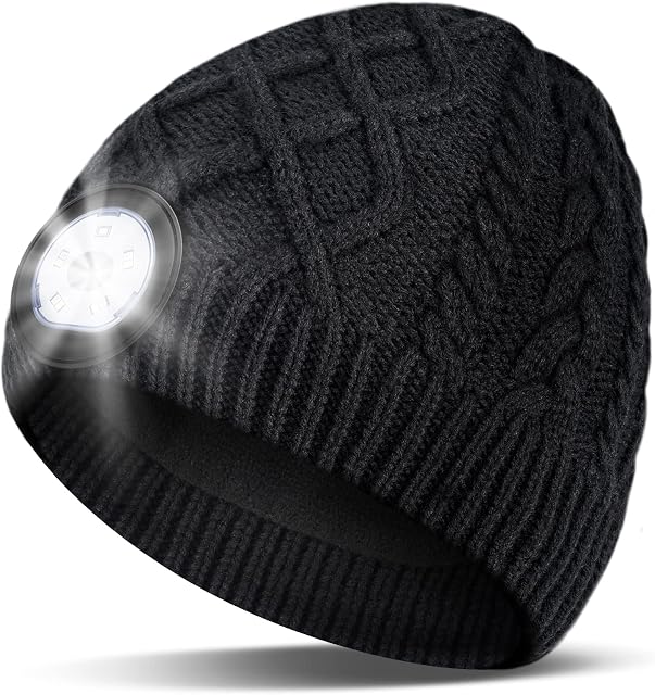 Fishing Gifts for Men Dad Him, Beanie Hat with Light Rechargeable Christmas Stocking Fillers for Men Grandad Boyfriends Husband Presents for Men Advent Calendar Xmas Gifts for Camping Cycling Running