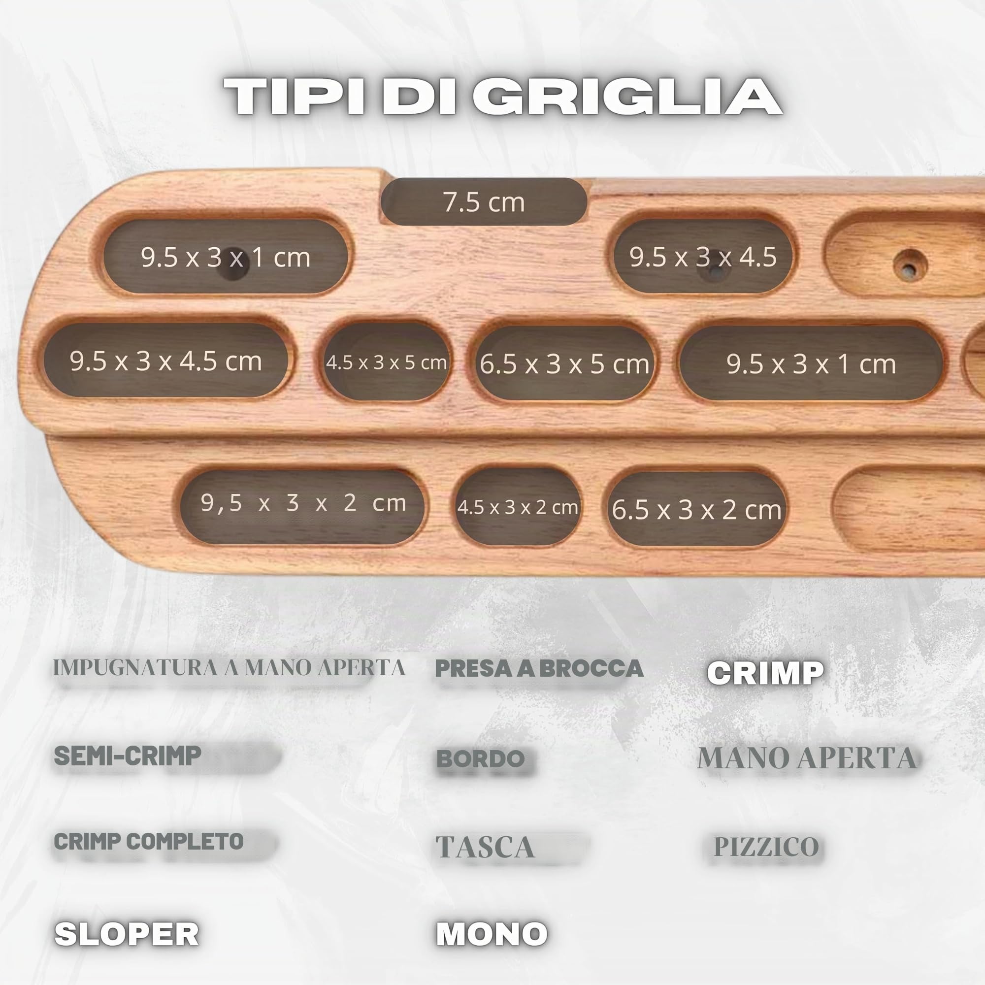 Hangboard Trave Arrampicata per Allenamento Arrampicata | Tavola in Legno Extra Large 60 cm, capacità 150 kg, con Prese Multiple Ideale per Casa, Palestra e Preparazione alla Scalata