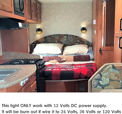 Miniatura 7 de Luz de lectura LED de 12 V con interruptor, lámpara de pared giratoria de 350 voltios de 12 voltios, acabado negro, luces interiores de RV para